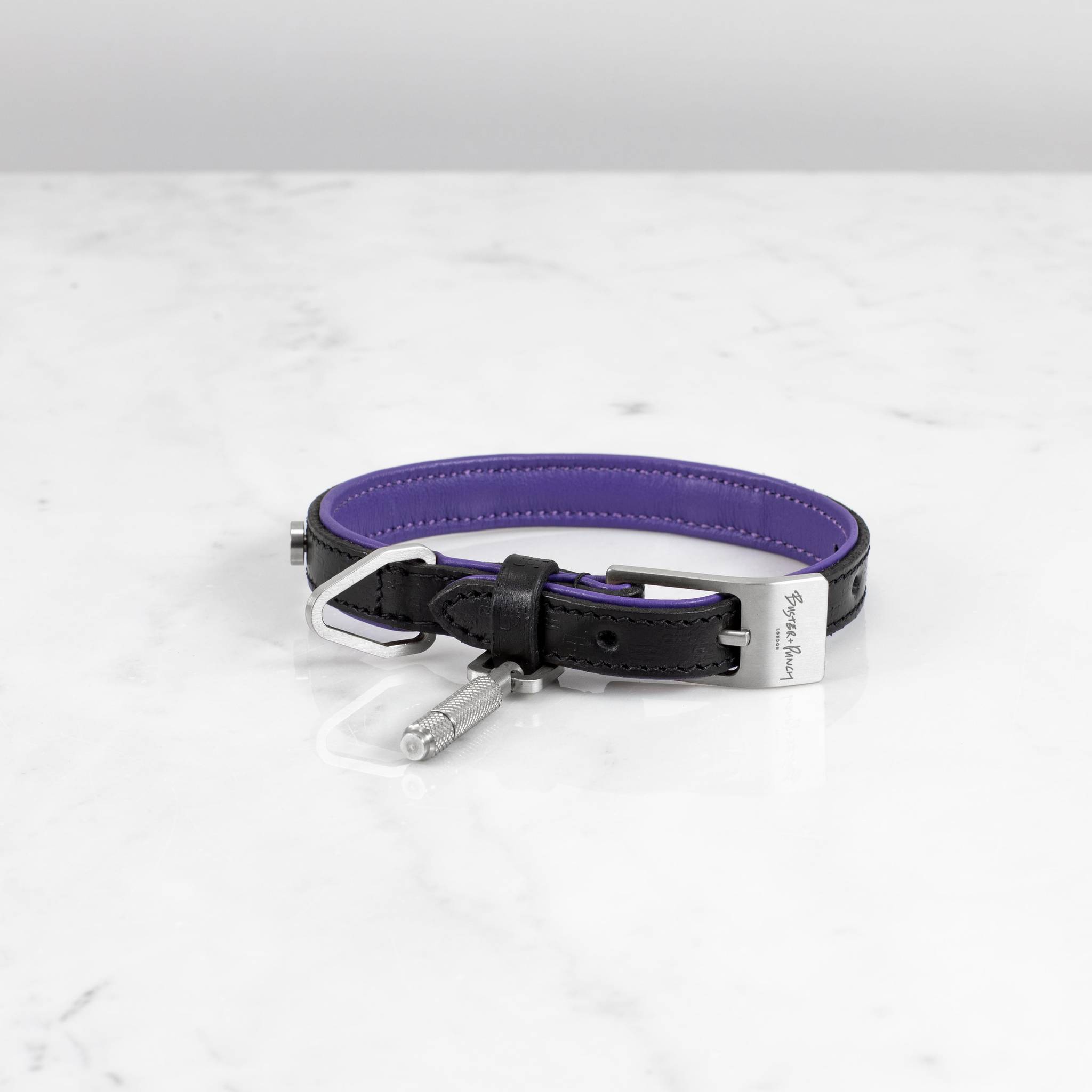 DOG COLLAR / CROSS / BLACK / PURPLE