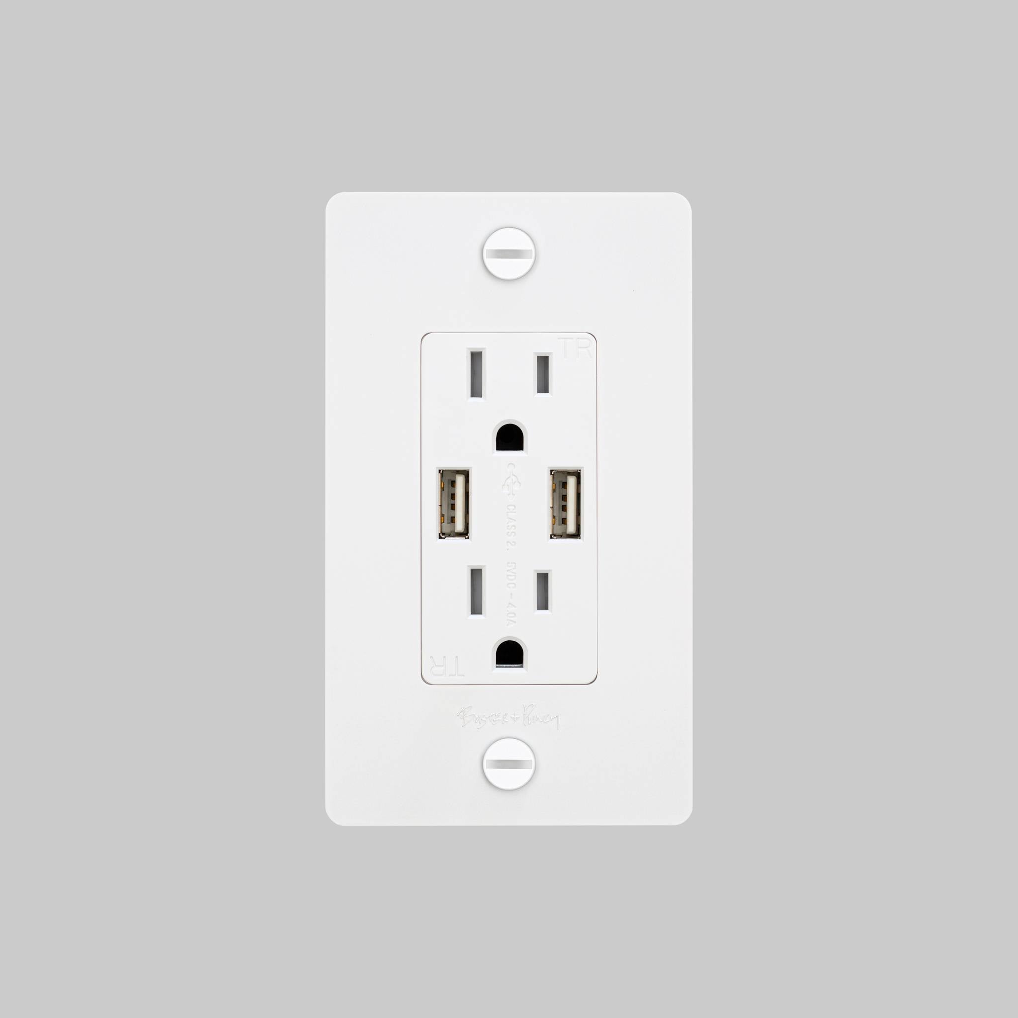 1G DUPLEX OUTLET / COMPLETE / USB-A / WHITE