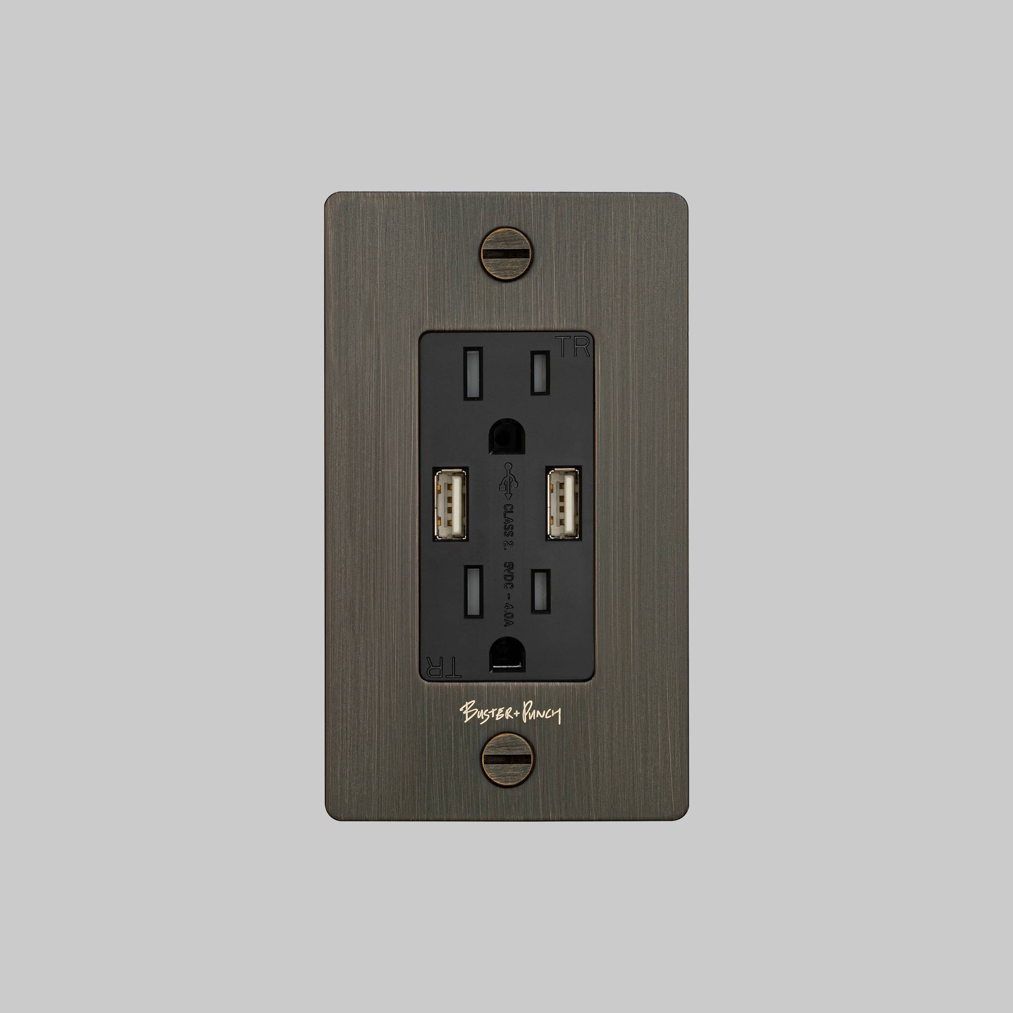 1G DUPLEX OUTLET / COMPLETE / USB-A / SMOKED BRONZE