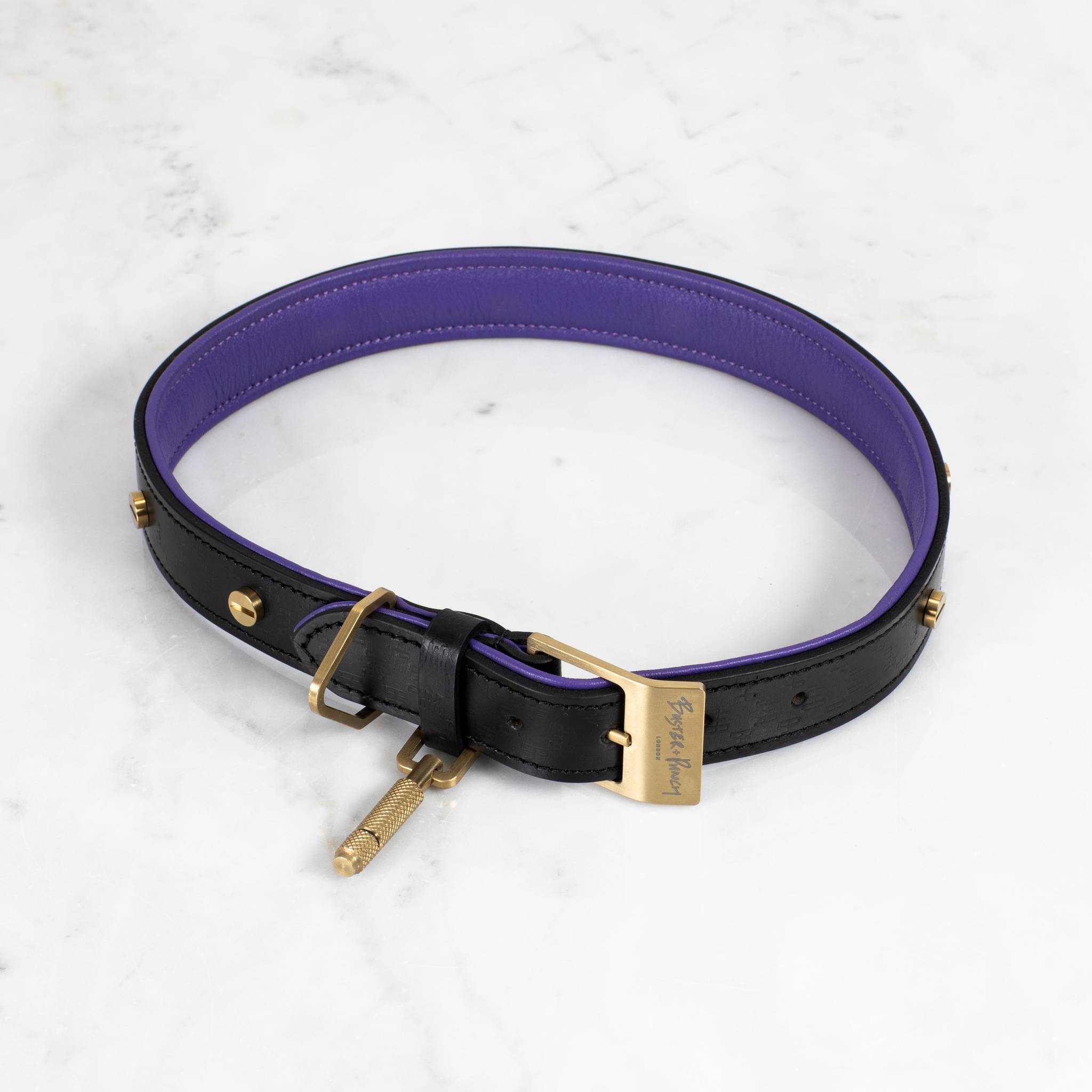 DOG COLLAR / CROSS / BLACK / PURPLE