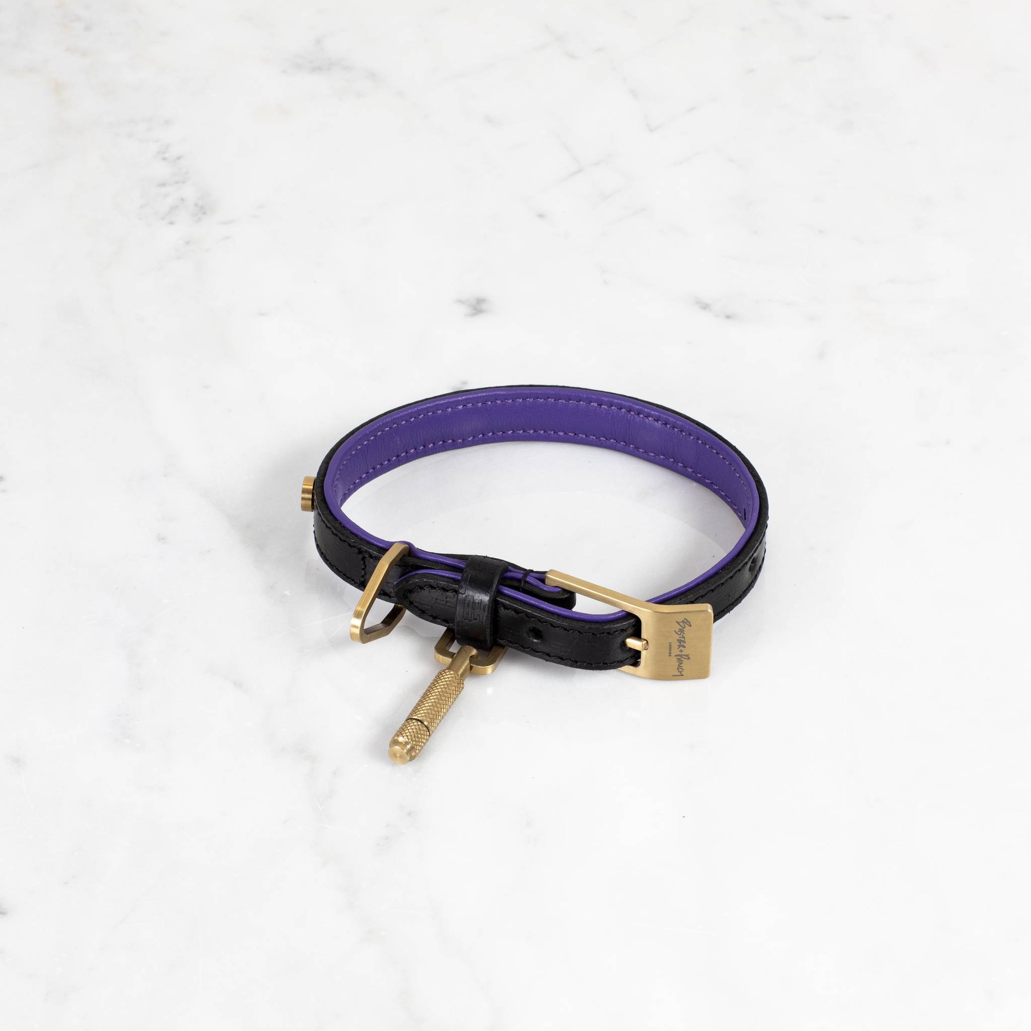 DOG COLLAR / CROSS / BLACK / PURPLE