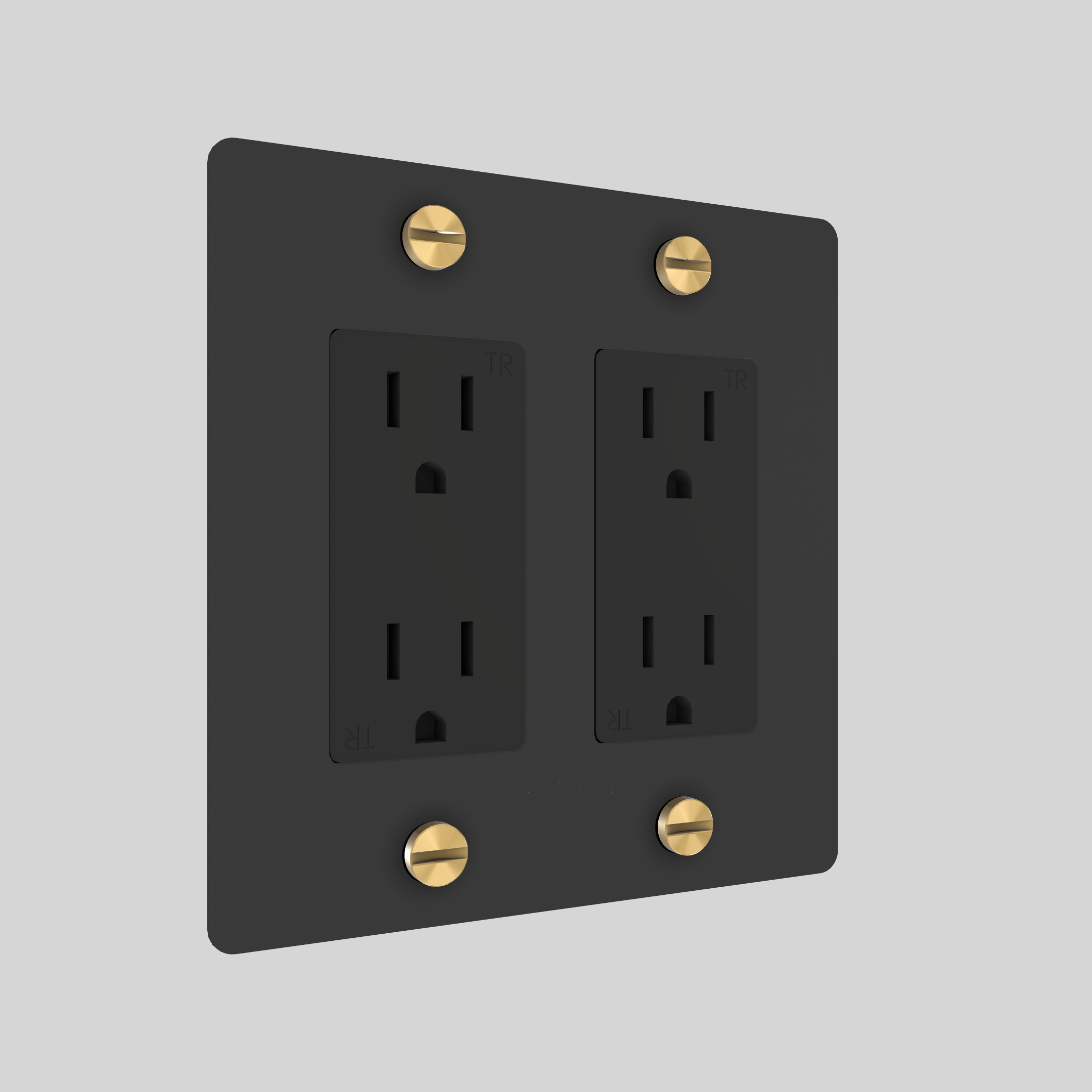 2G DUPLEX OUTLET / CROSS / WITHOUT LOGO / BLACK / BRASS
