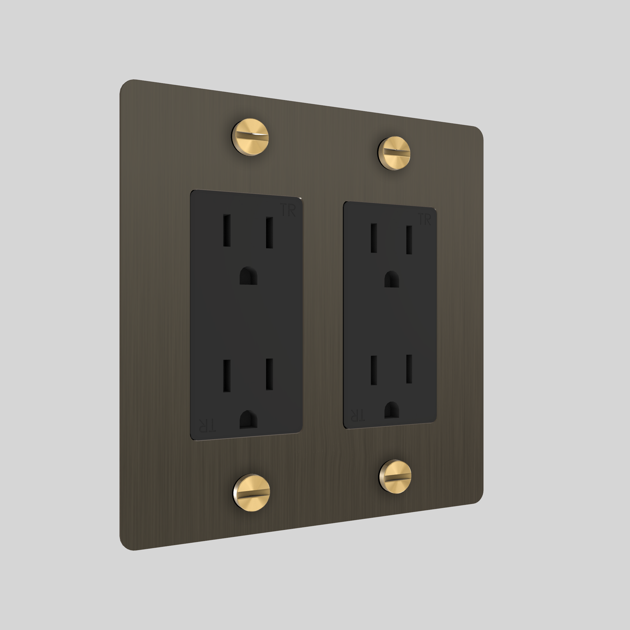 2G DUPLEX OUTLET / CROSS / WITHOUT LOGO / SMOKED BRONZE / BRASS