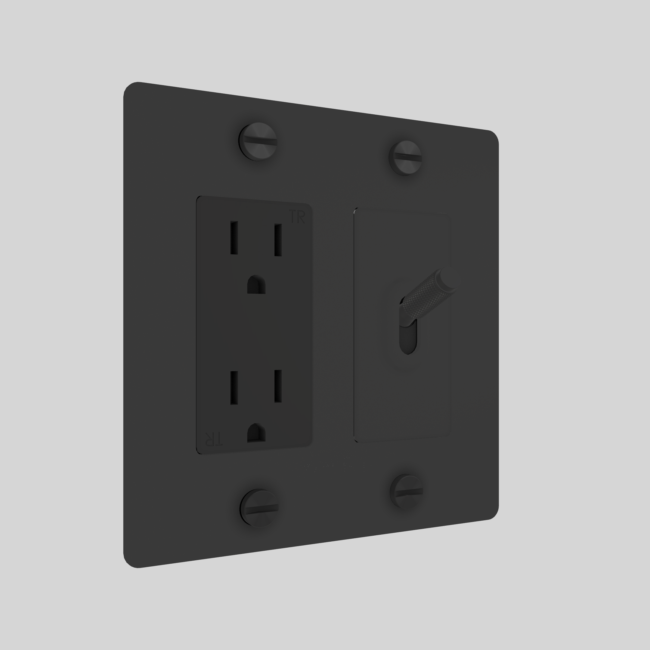 2G TOGGLE & DUPLEX OUTLET / CROSS / WITHOUT LOGO / BLACK / BLACK