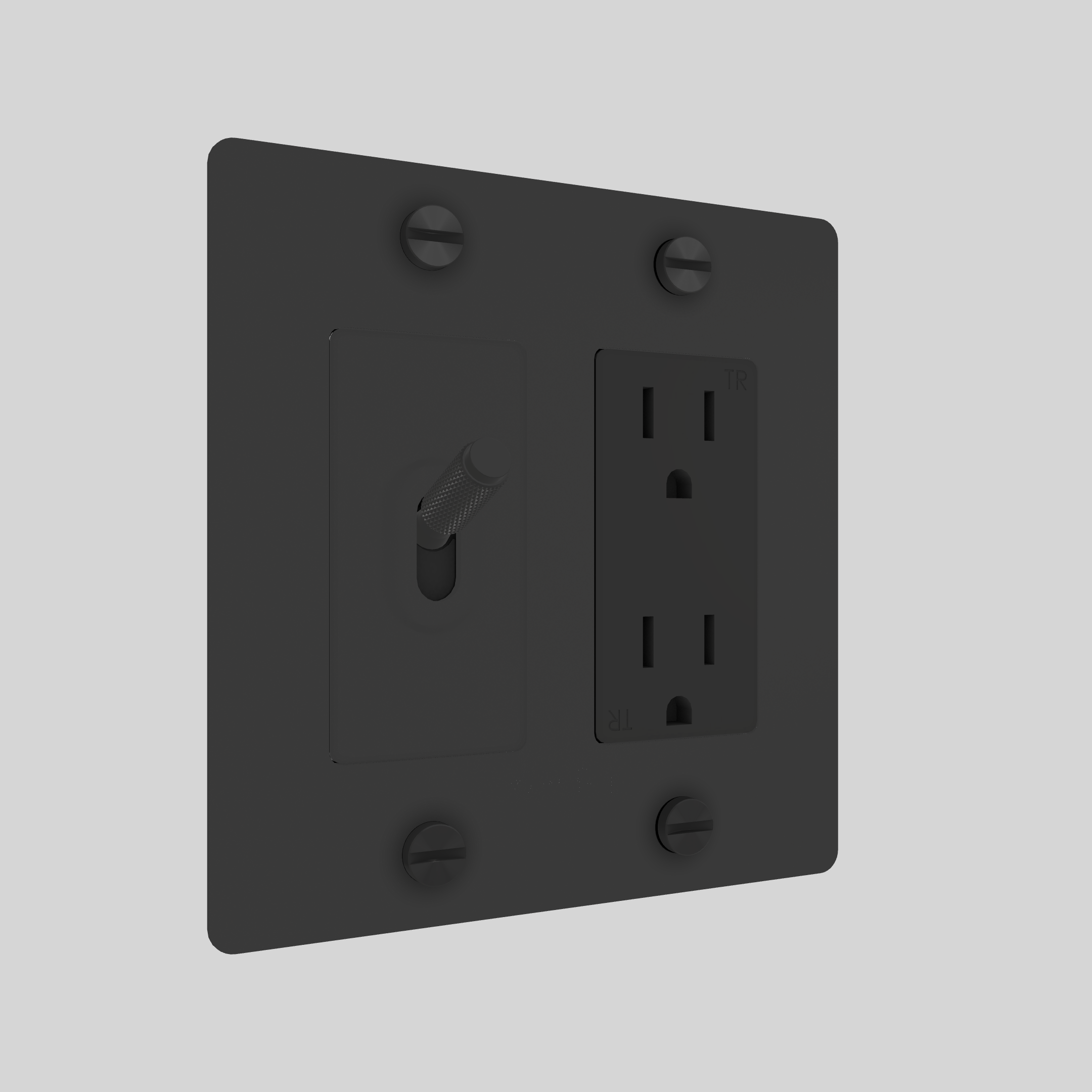 2G TOGGLE & DUPLEX OUTLET / CROSS / WITHOUT LOGO / BLACK / BLACK