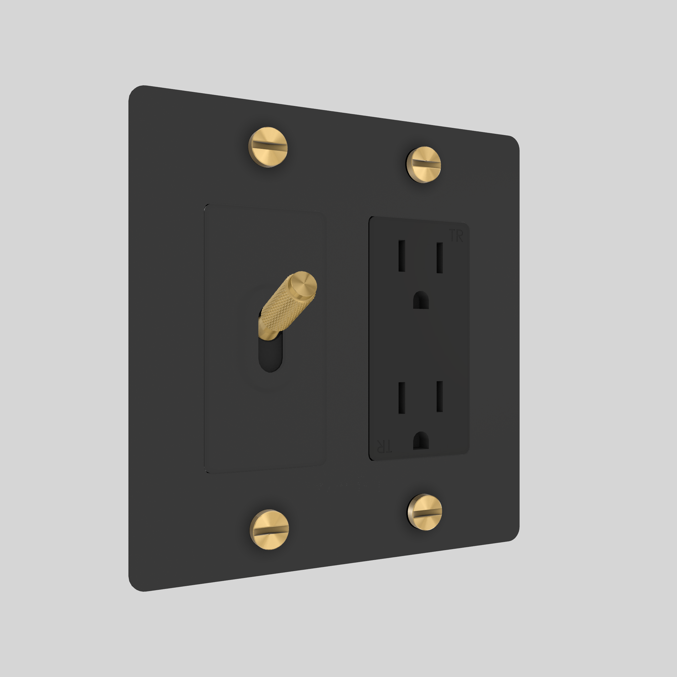 2G TOGGLE & DUPLEX OUTLET / CROSS / WITHOUT LOGO / BLACK / BRASS