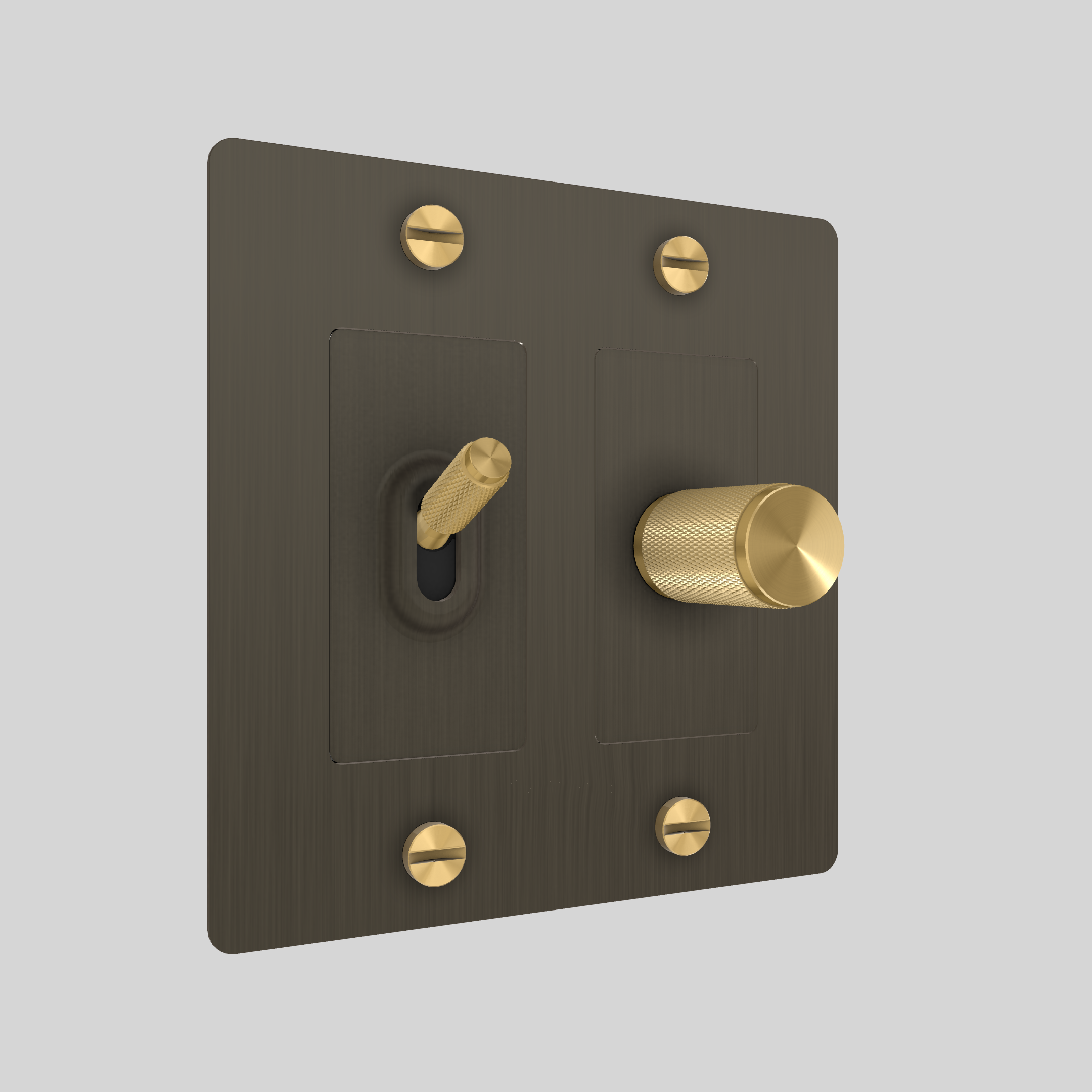 2G TOGGLE & DIMMER / CROSS / WITHOUT LOGO / SMOKED BRONZE / BRASS