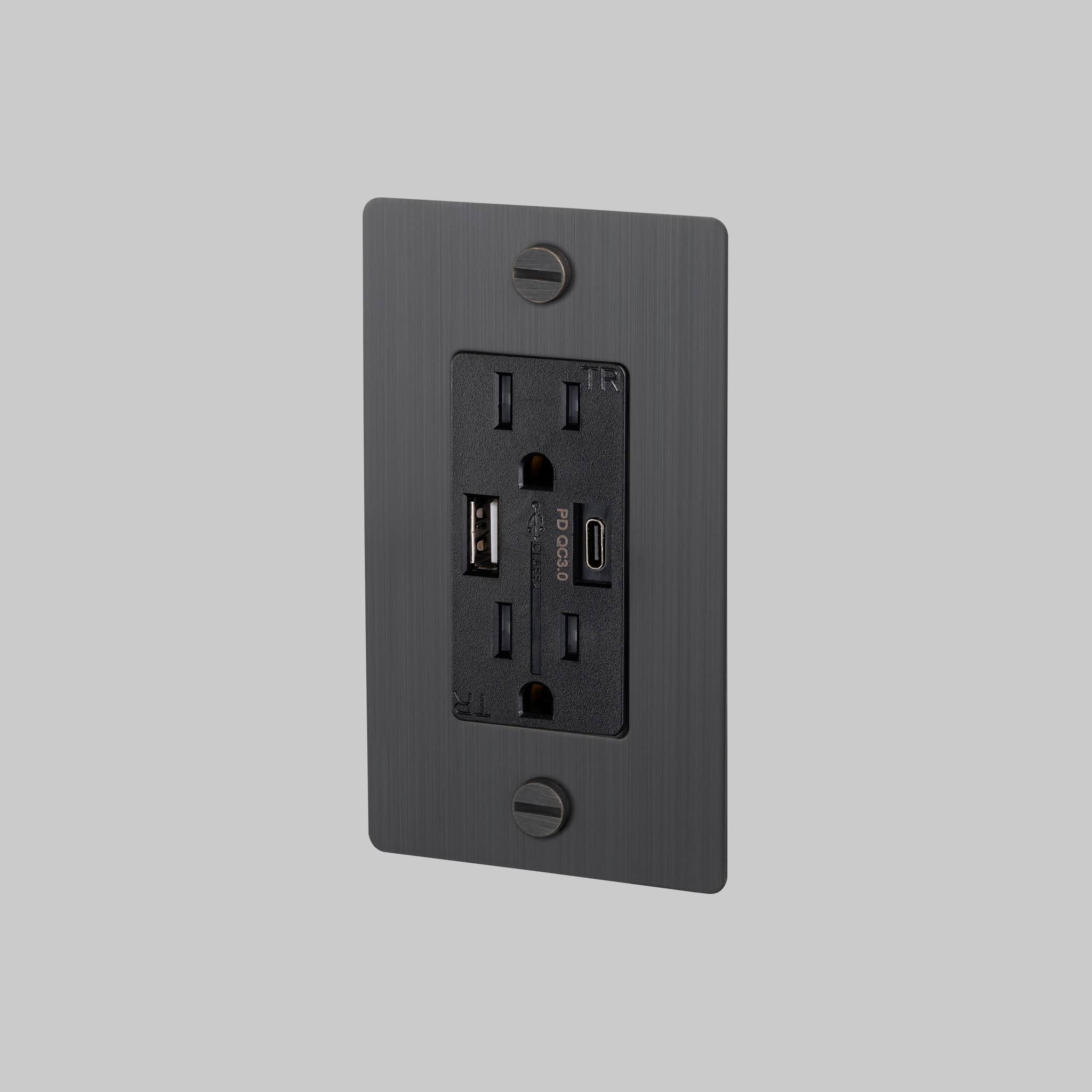 1G DUPLEX OUTLET / USB A + C / CROSS / WITHOUT LOGO