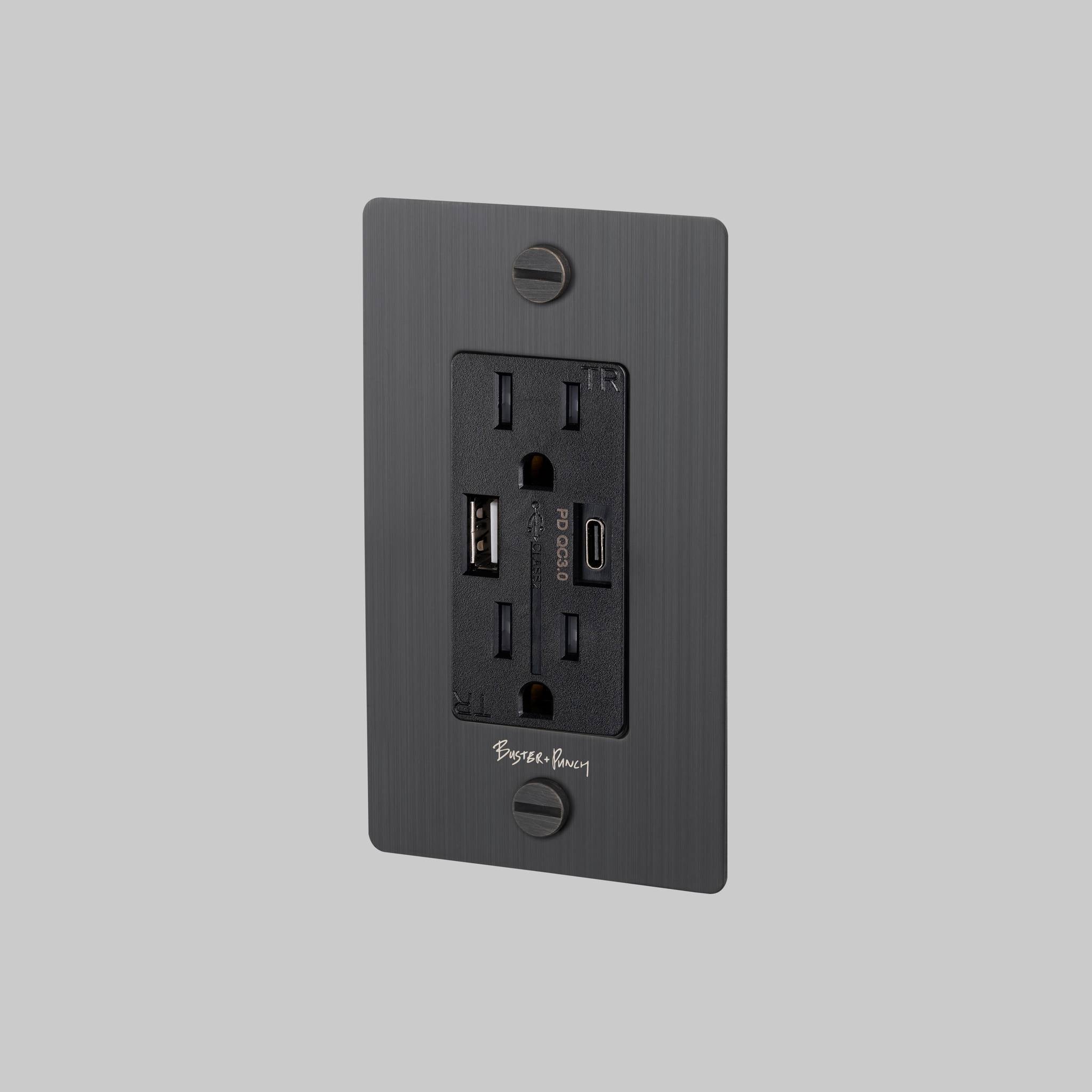 1G DUPLEX OUTLET / USB A + C / CROSS / WITH LOGO