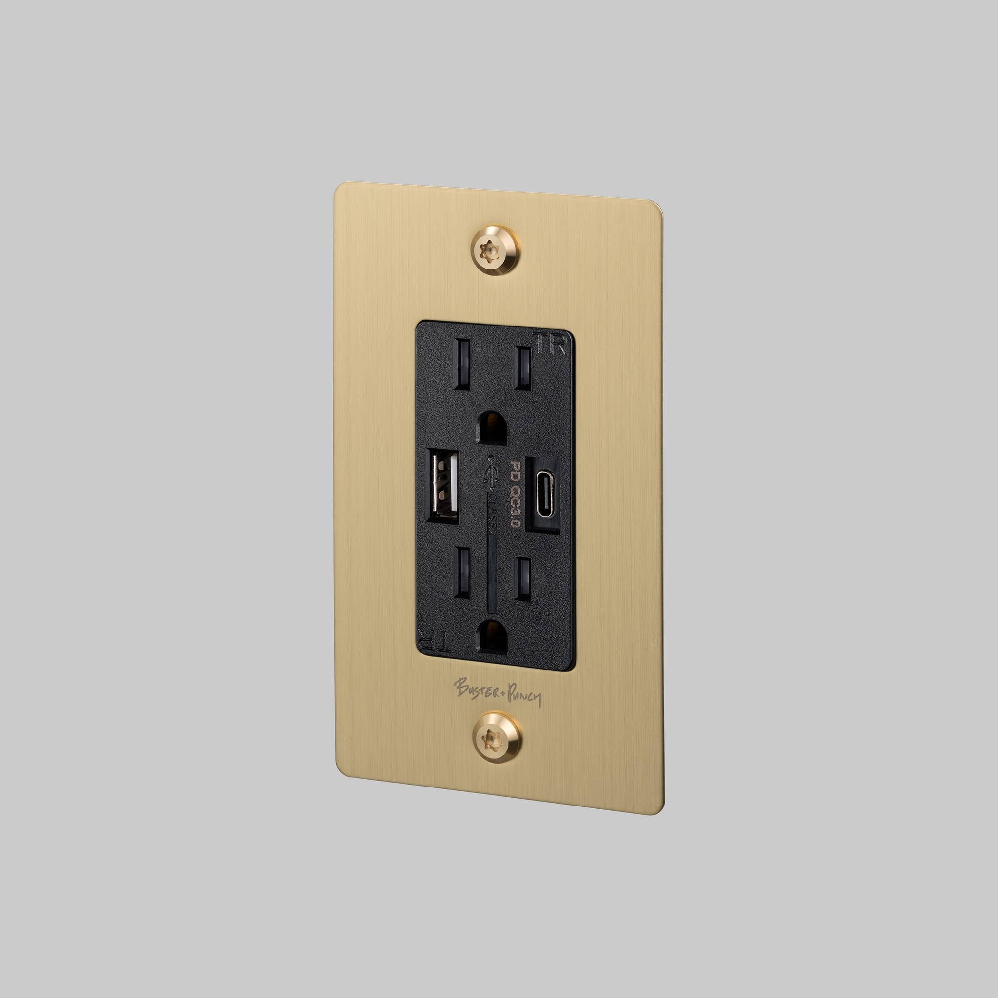 1G DUPLEX OUTLET / USB A + C / LINEAR / WITH LOGO