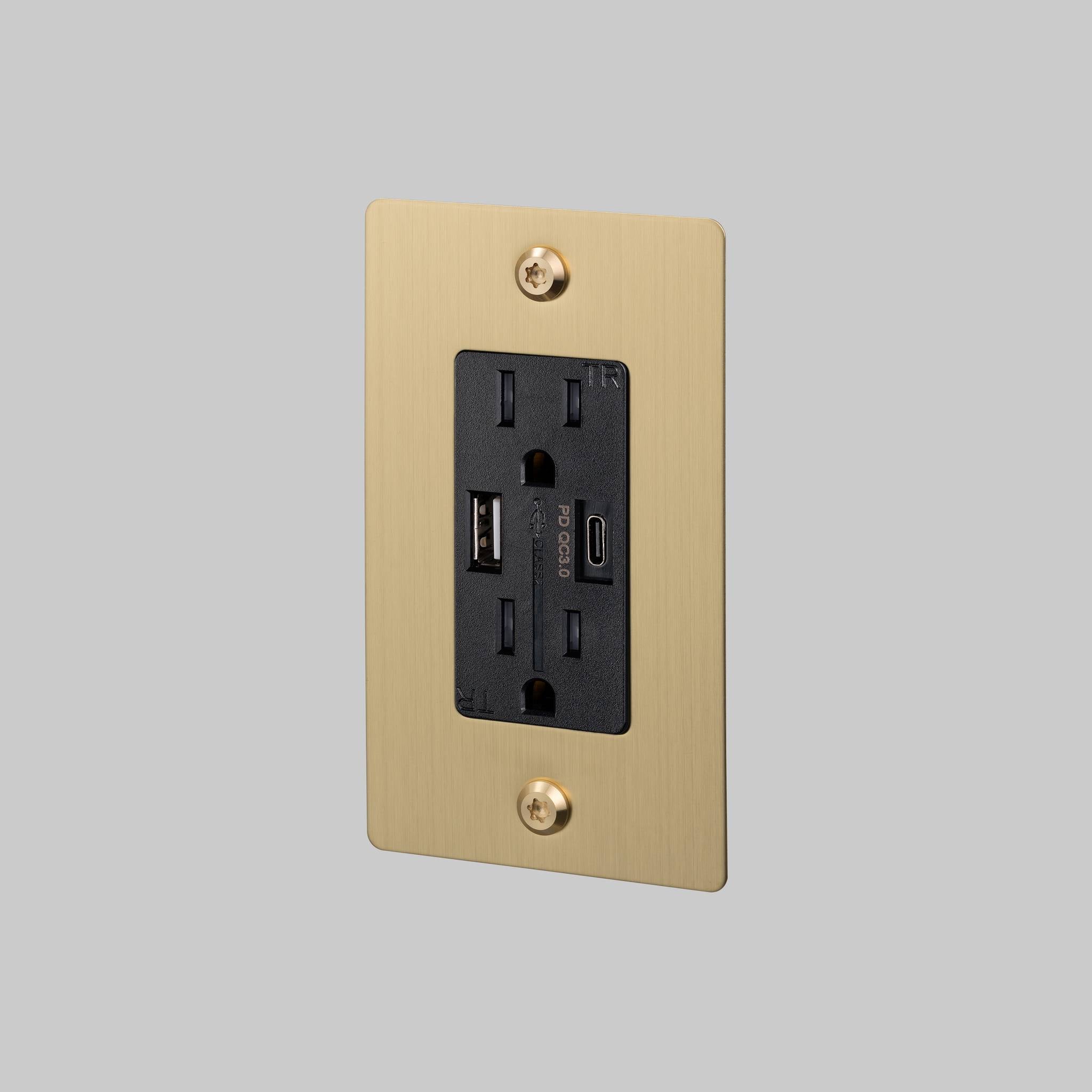 1G DUPLEX OUTLET / USB A + C / LINEAR / WITHOUT LOGO