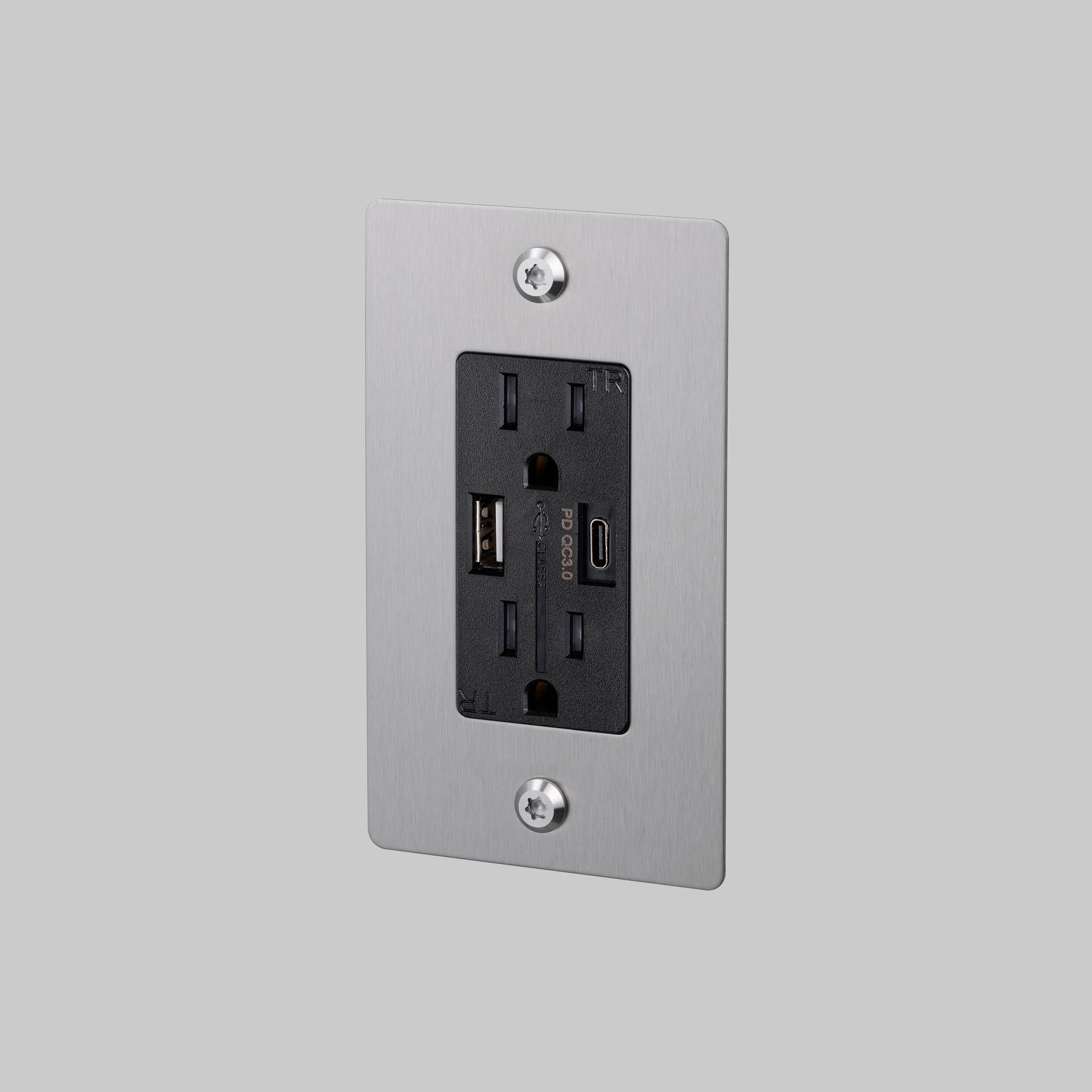 1G DUPLEX OUTLET / USB A + C / LINEAR / WITHOUT LOGO