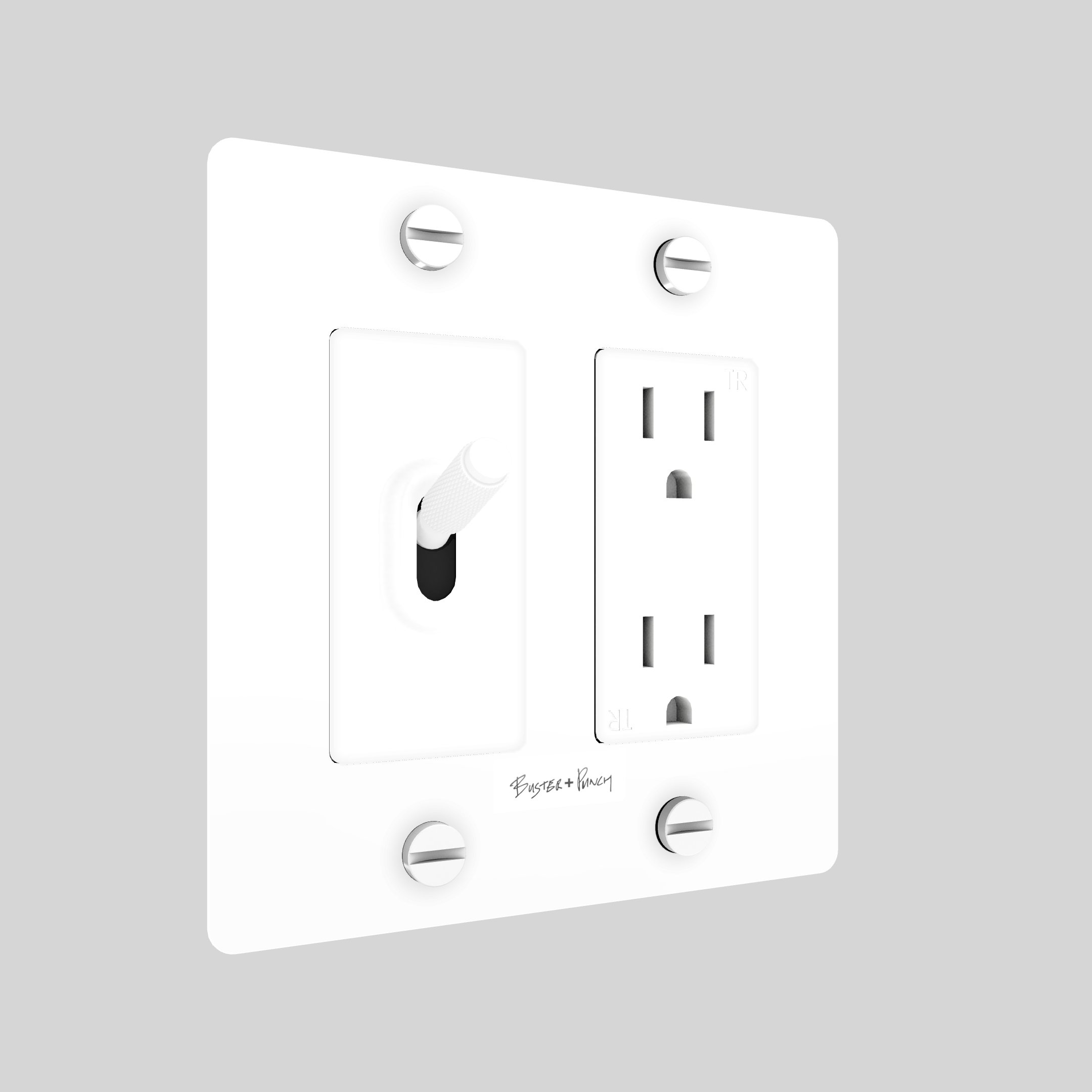 2G TOGGLE & DUPLEX OUTLET / CROSS / WITH LOGO / WHITE / WHITE