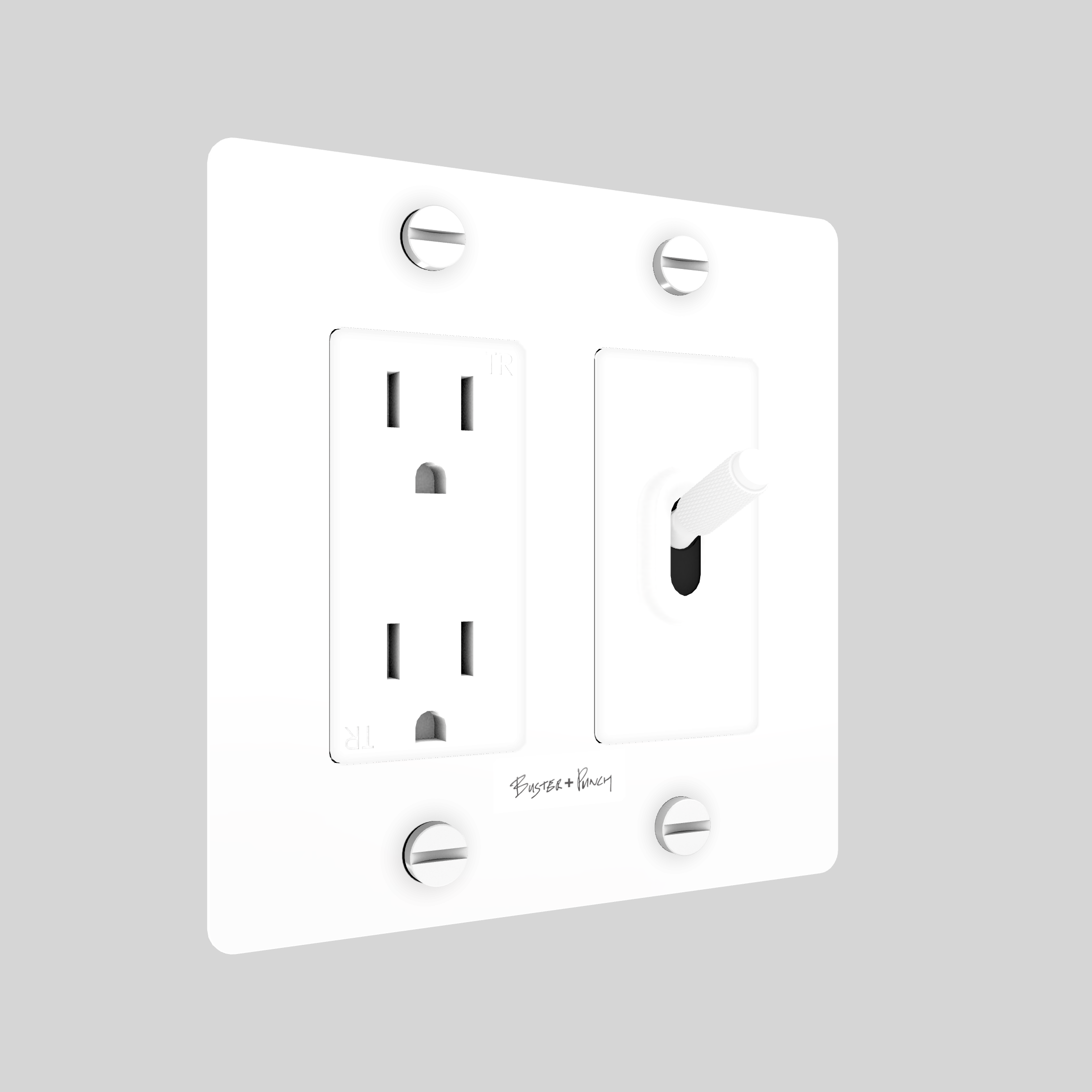 2G TOGGLE & DUPLEX OUTLET / CROSS / WITH LOGO / WHITE / WHITE