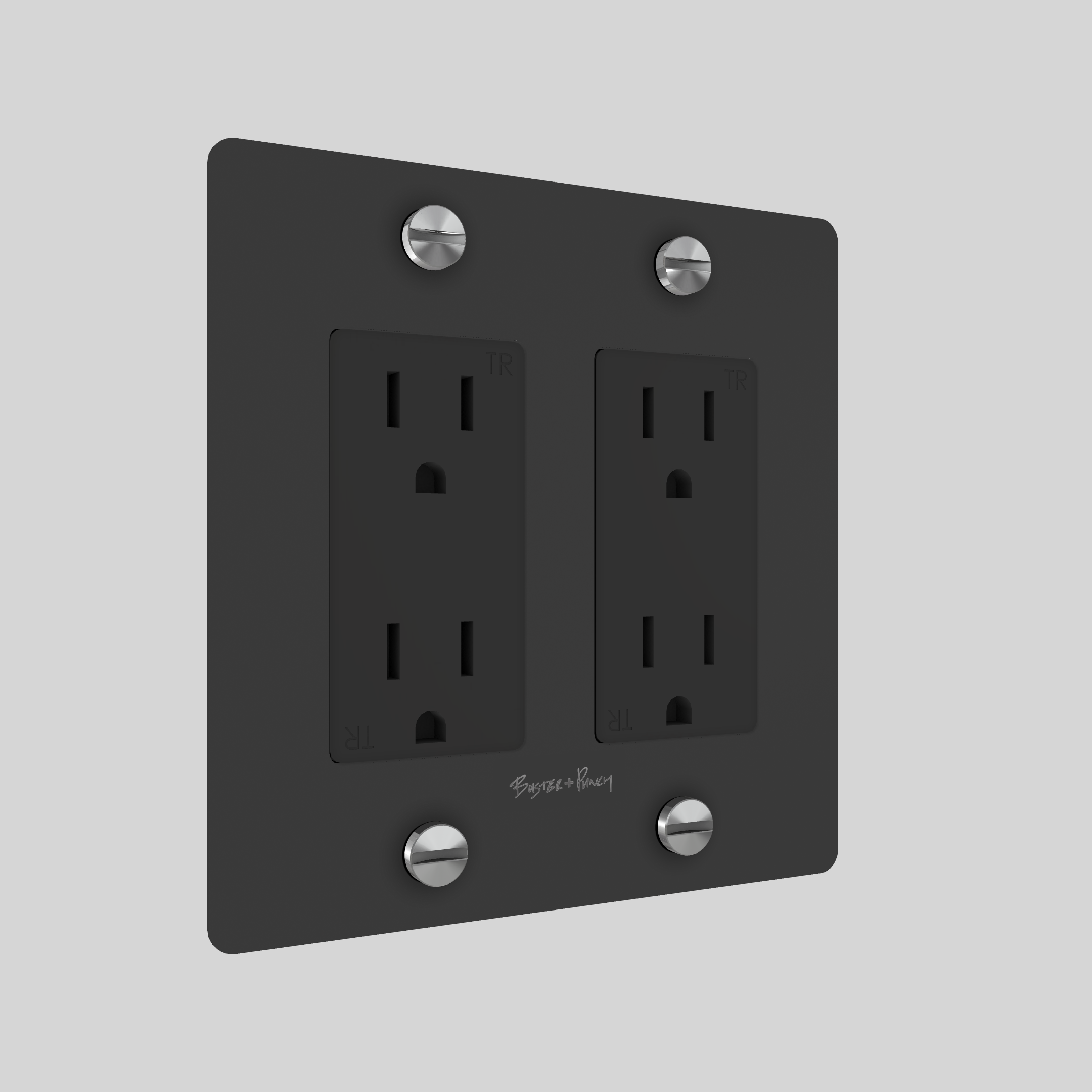 2G DUPLEX OUTLET / CROSS / WITH LOGO / BLACK / STEEL