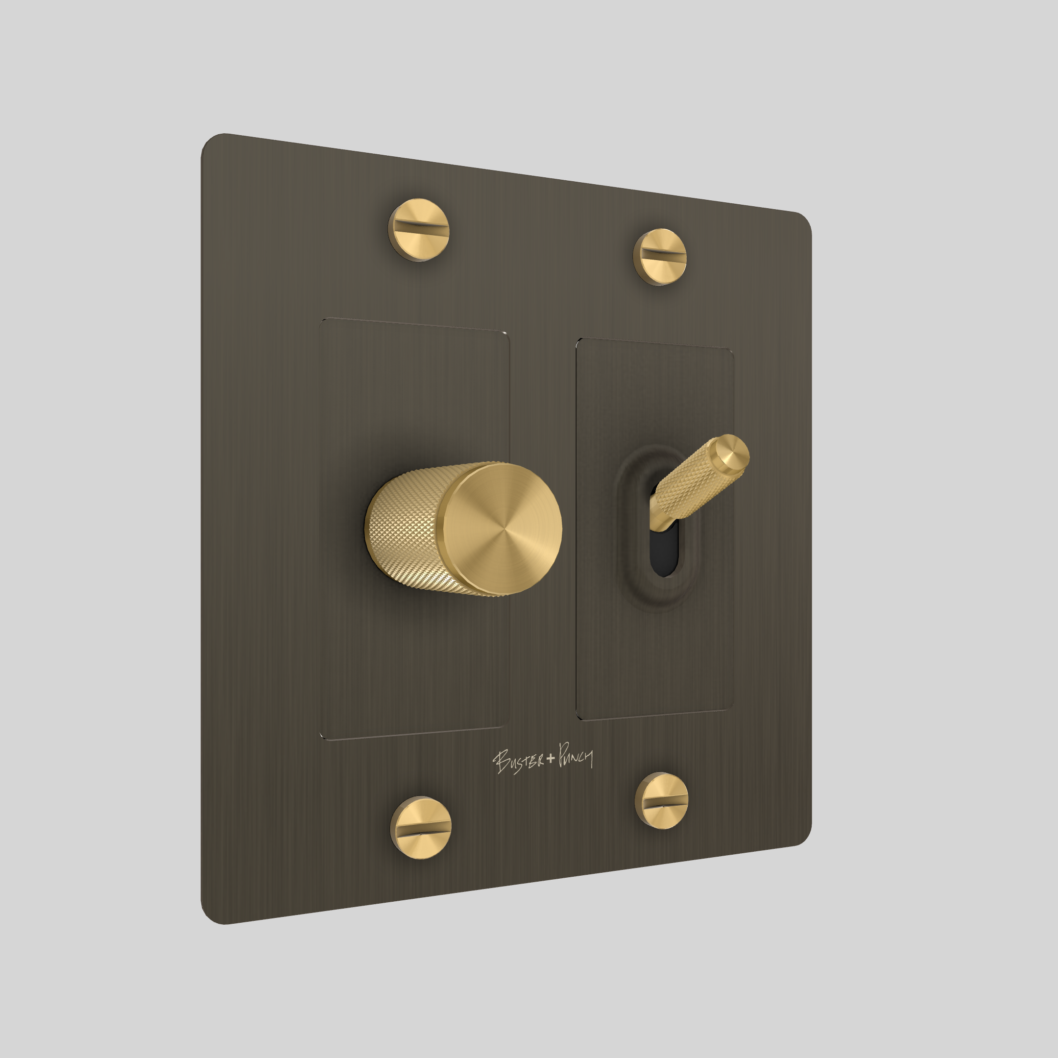 2G TOGGLE & DIMMER / CROSS / WITH LOGO / SMOKED BRONZE / BRASS