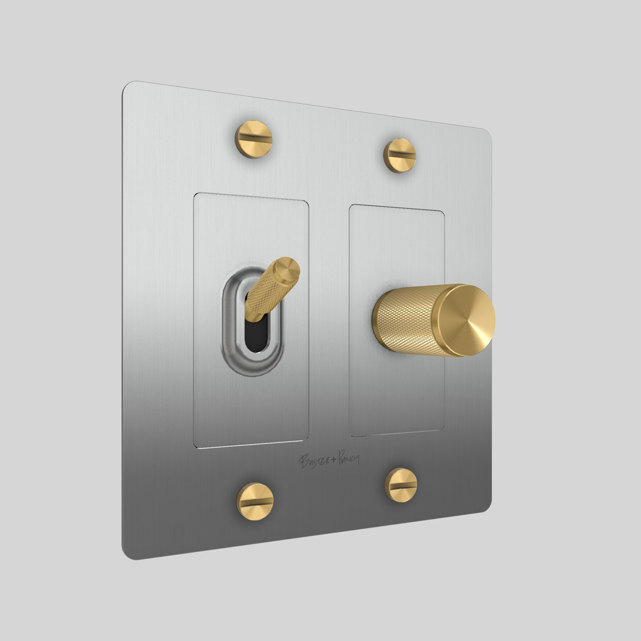 2G TOGGLE & DIMMER / CROSS / WITH LOGO / STEEL / BRASS