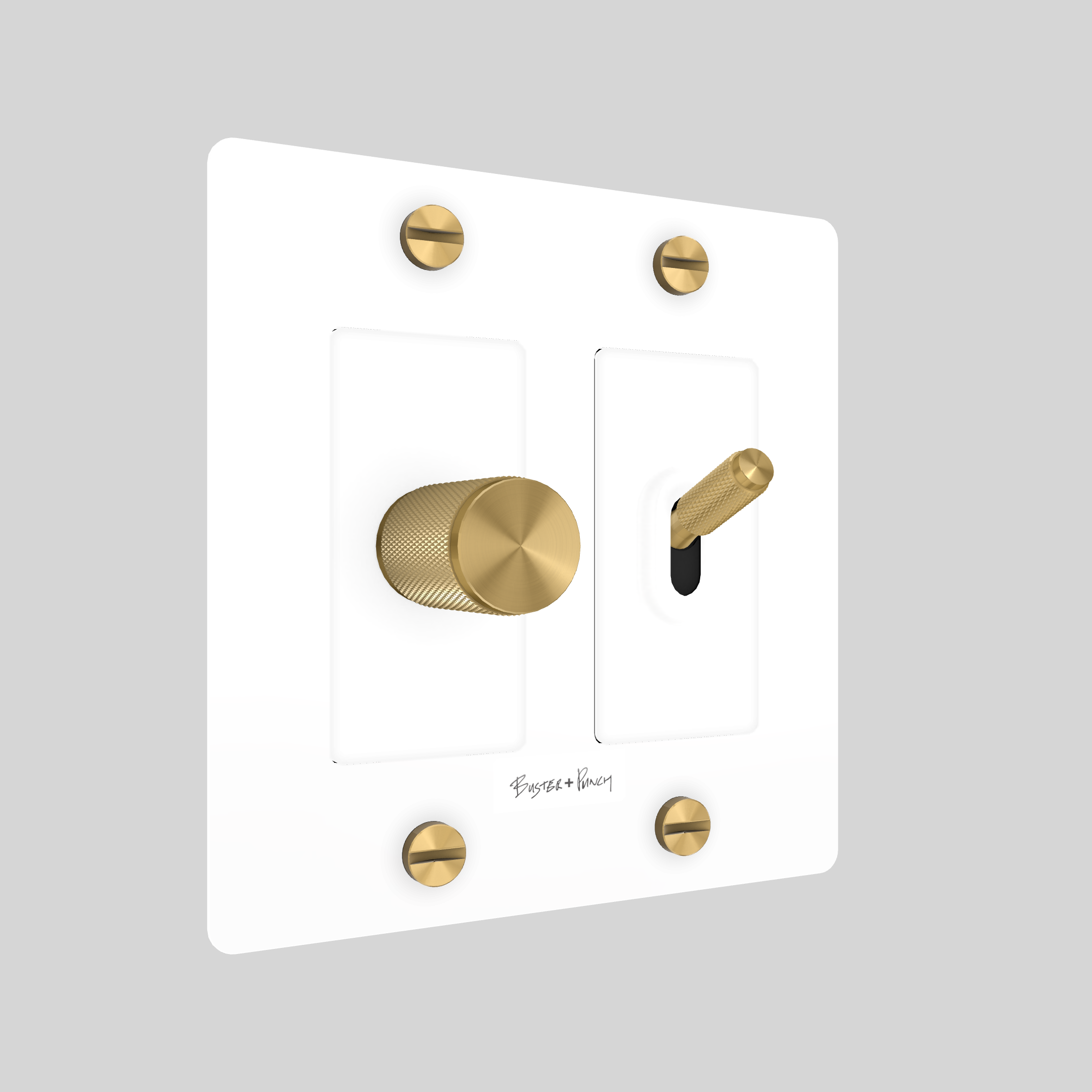 2G TOGGLE & DIMMER / CROSS / WITH LOGO / WHITE / BRASS