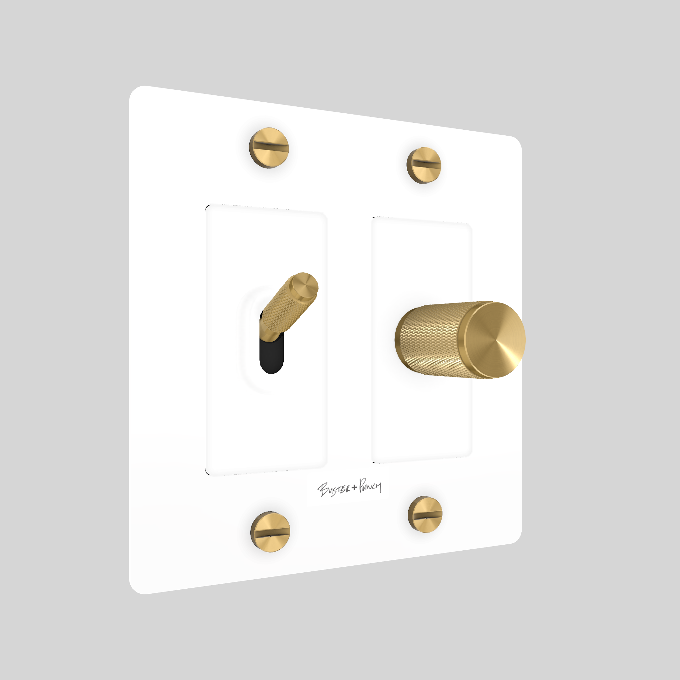 2G TOGGLE & DIMMER / CROSS / WITH LOGO / WHITE / BRASS