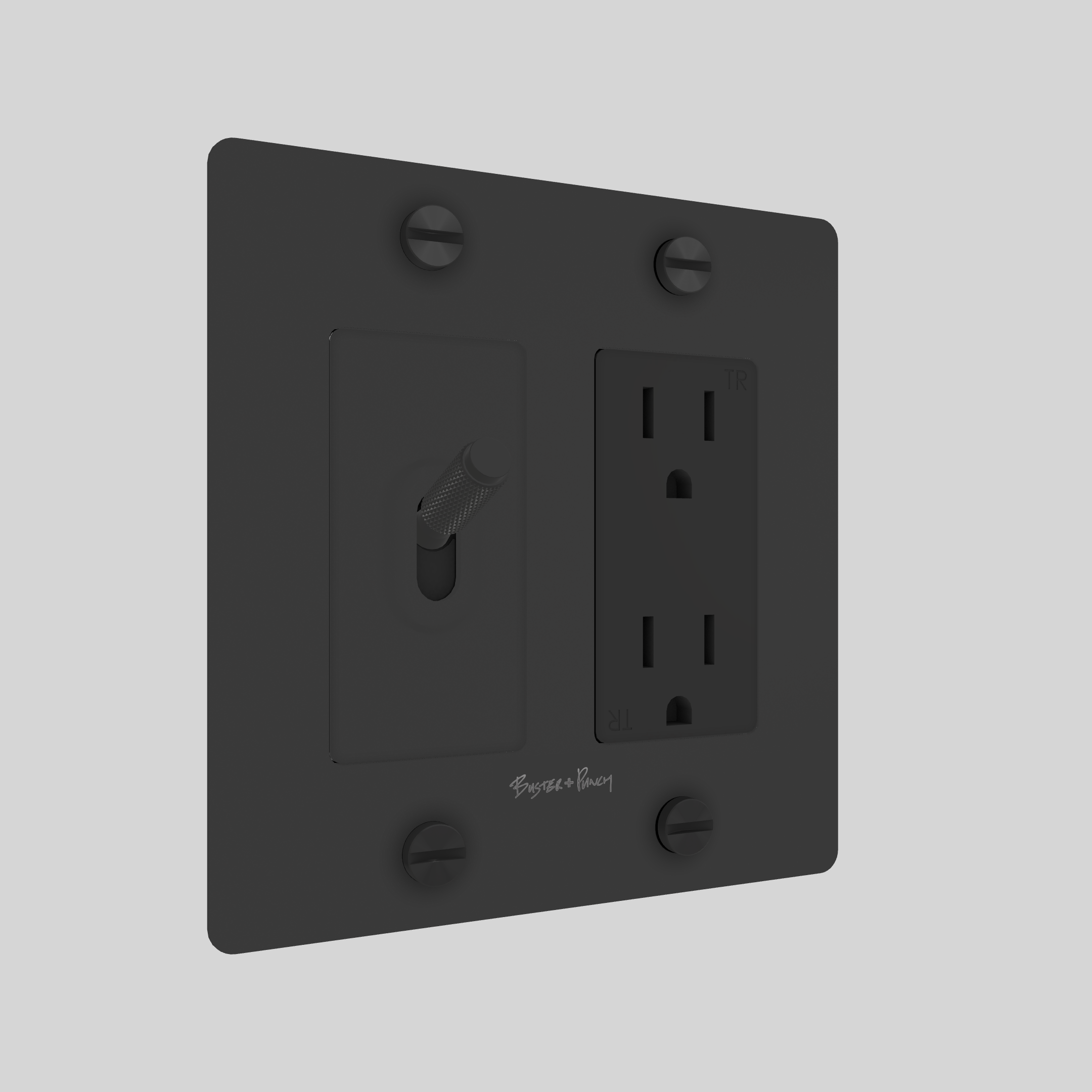 2G TOGGLE & DUPLEX OUTLET / CROSS / WITH LOGO / BLACK / BLACK