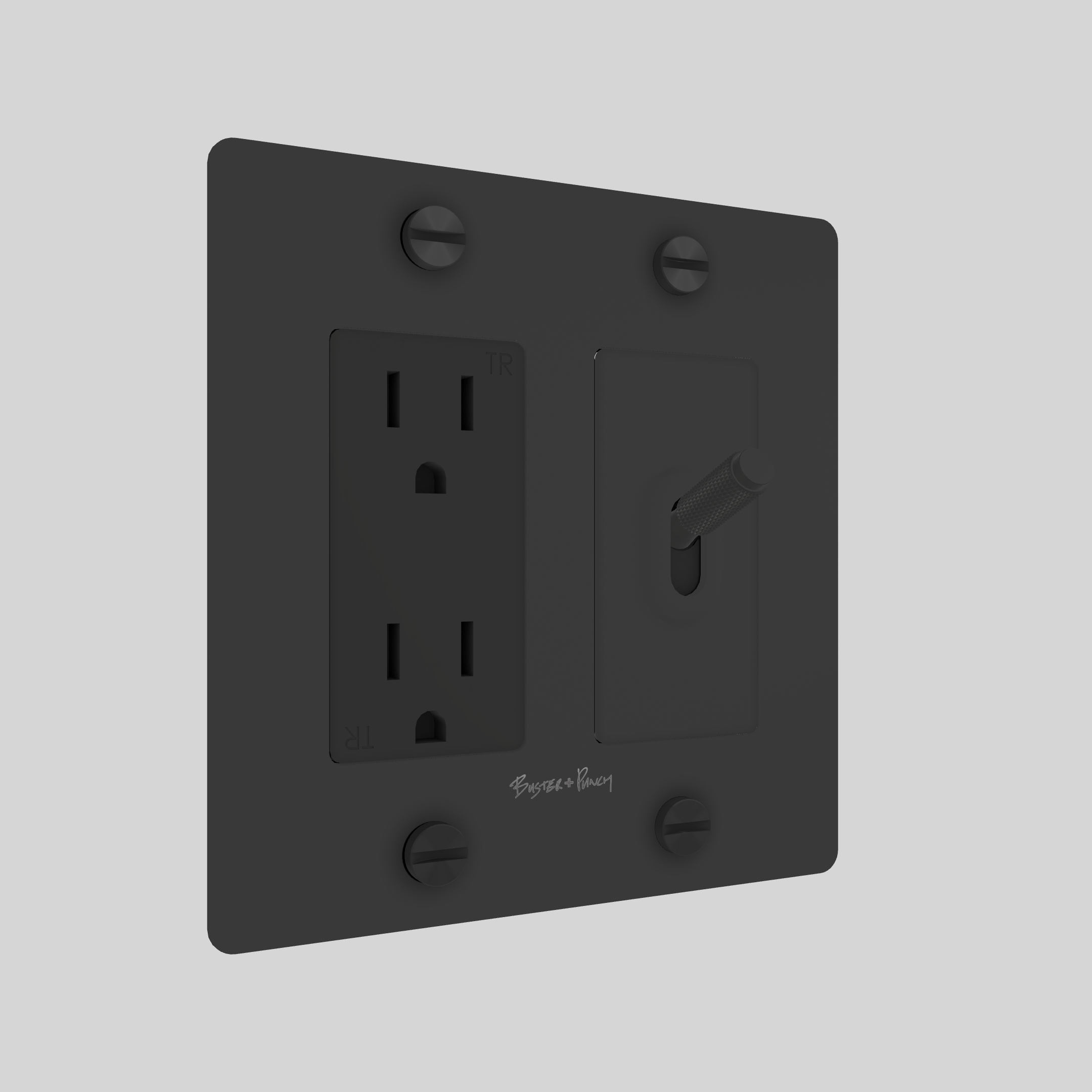 2G TOGGLE & DUPLEX OUTLET / CROSS / WITH LOGO / BLACK / BLACK