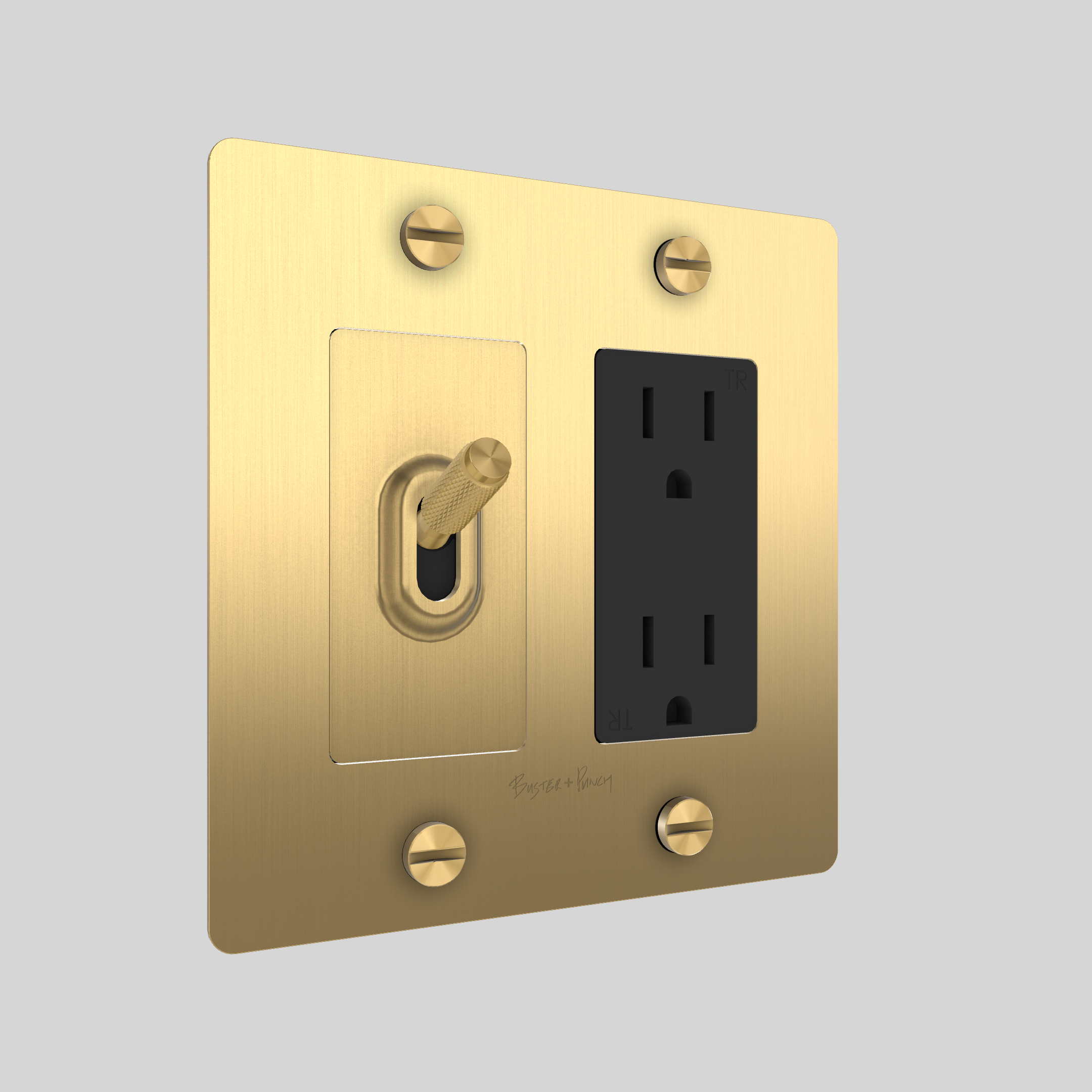 2G TOGGLE & DUPLEX OUTLET / CROSS / WITH LOGO / BRASS / BRASS