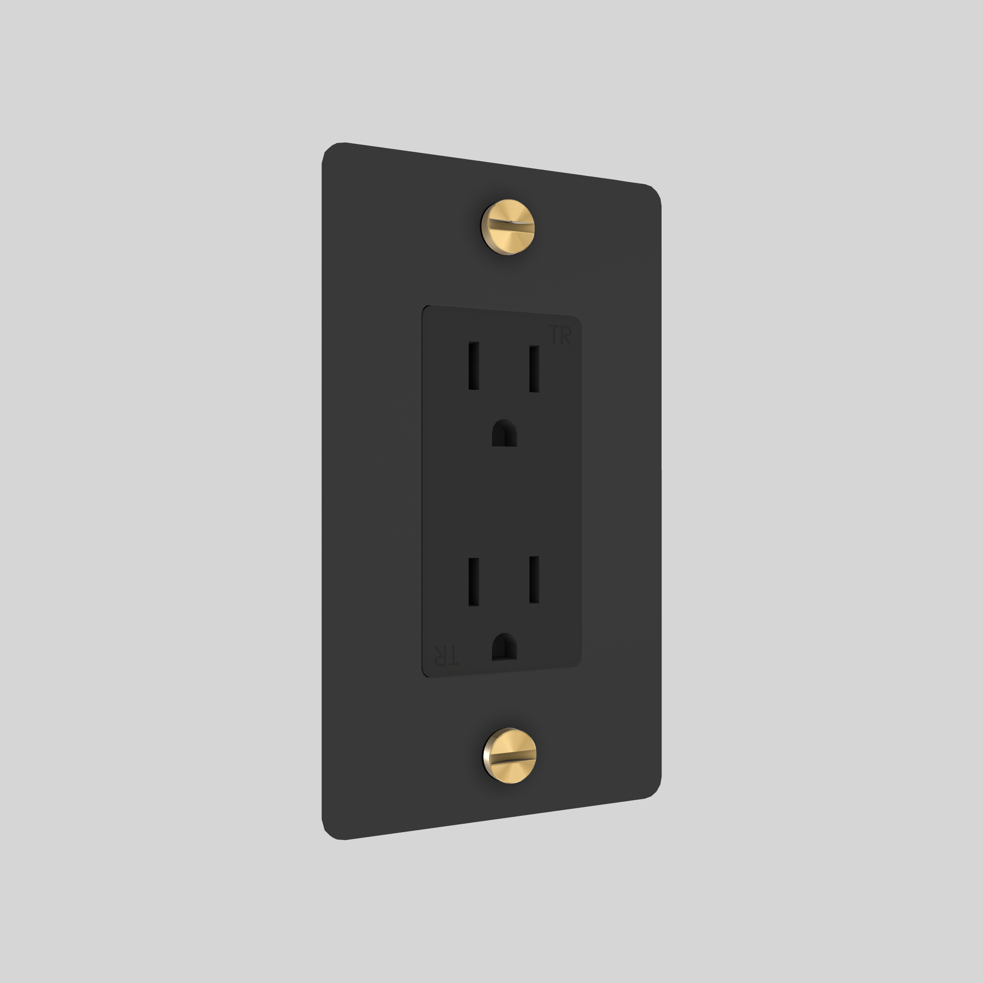 1G DUPLEX OUTLET / CROSS / WITHOUT LOGO / BLACK / BRASS