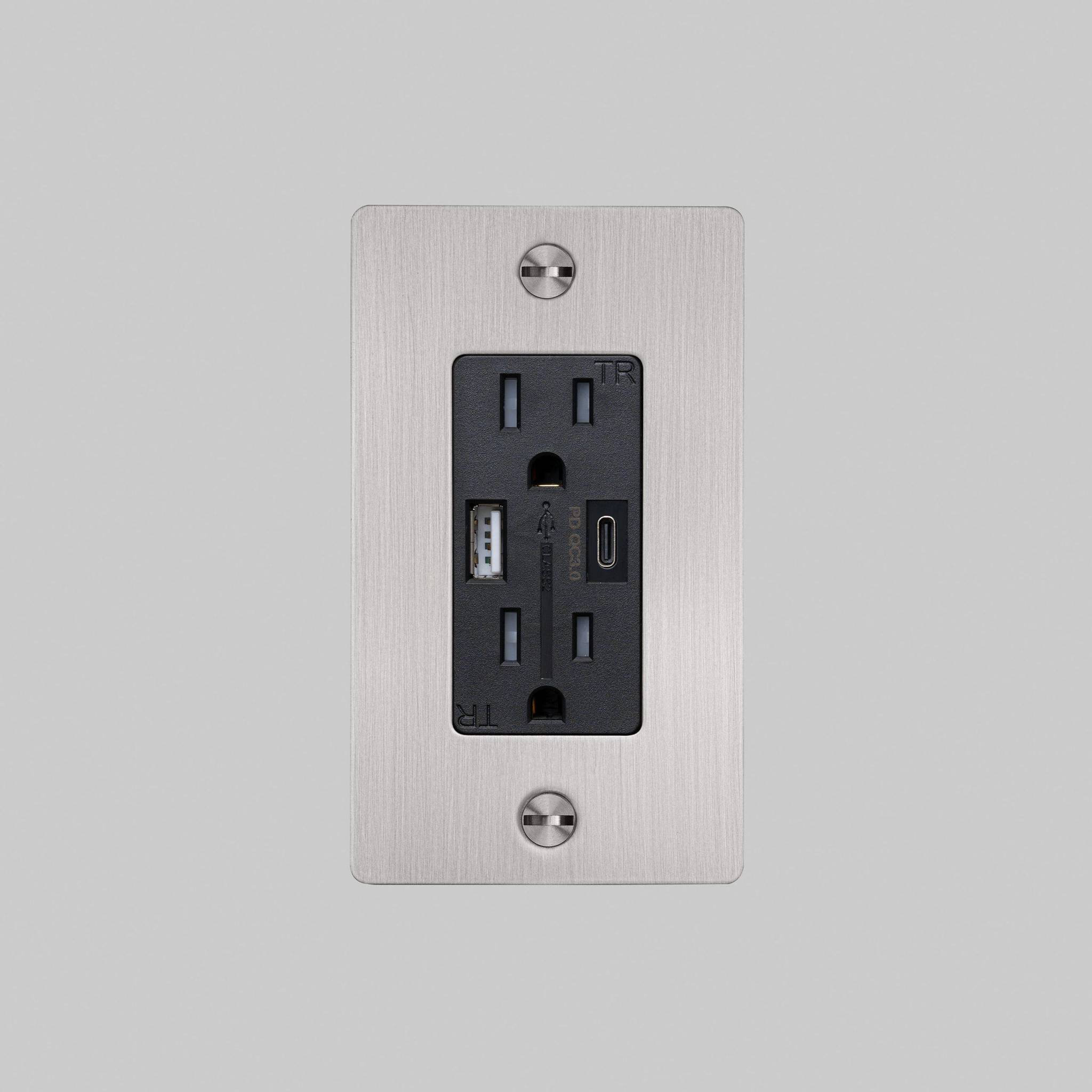 1G DUPLEX OUTLET / USB A + C / CROSS / WITHOUT LOGO