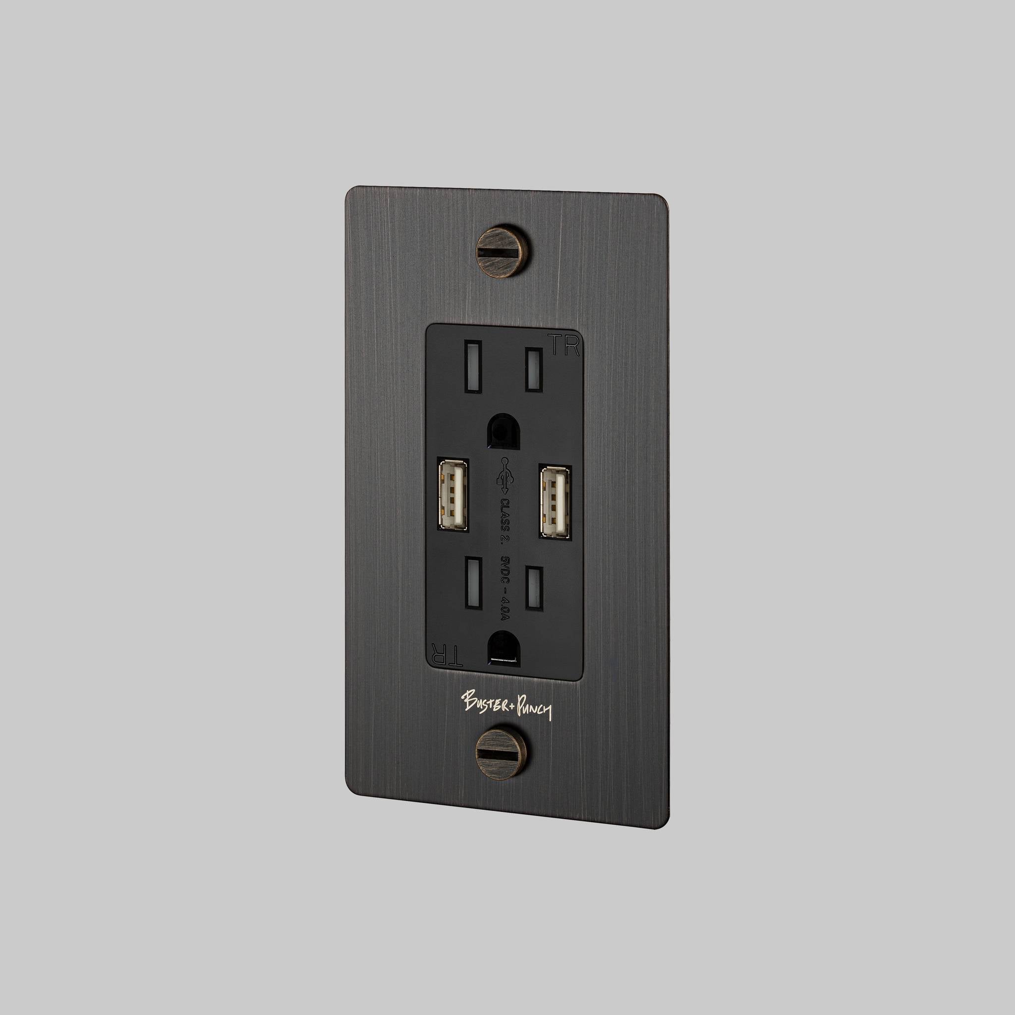 1G DUPLEX OUTLET / COMPLETE / USB-A / SMOKED BRONZE