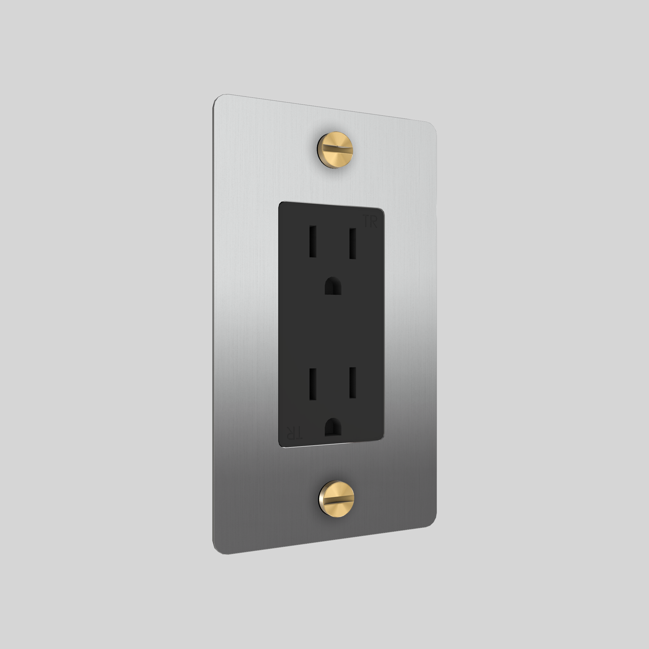 1G DUPLEX OUTLET / CROSS / WITHOUT LOGO / STEEL / BRASS