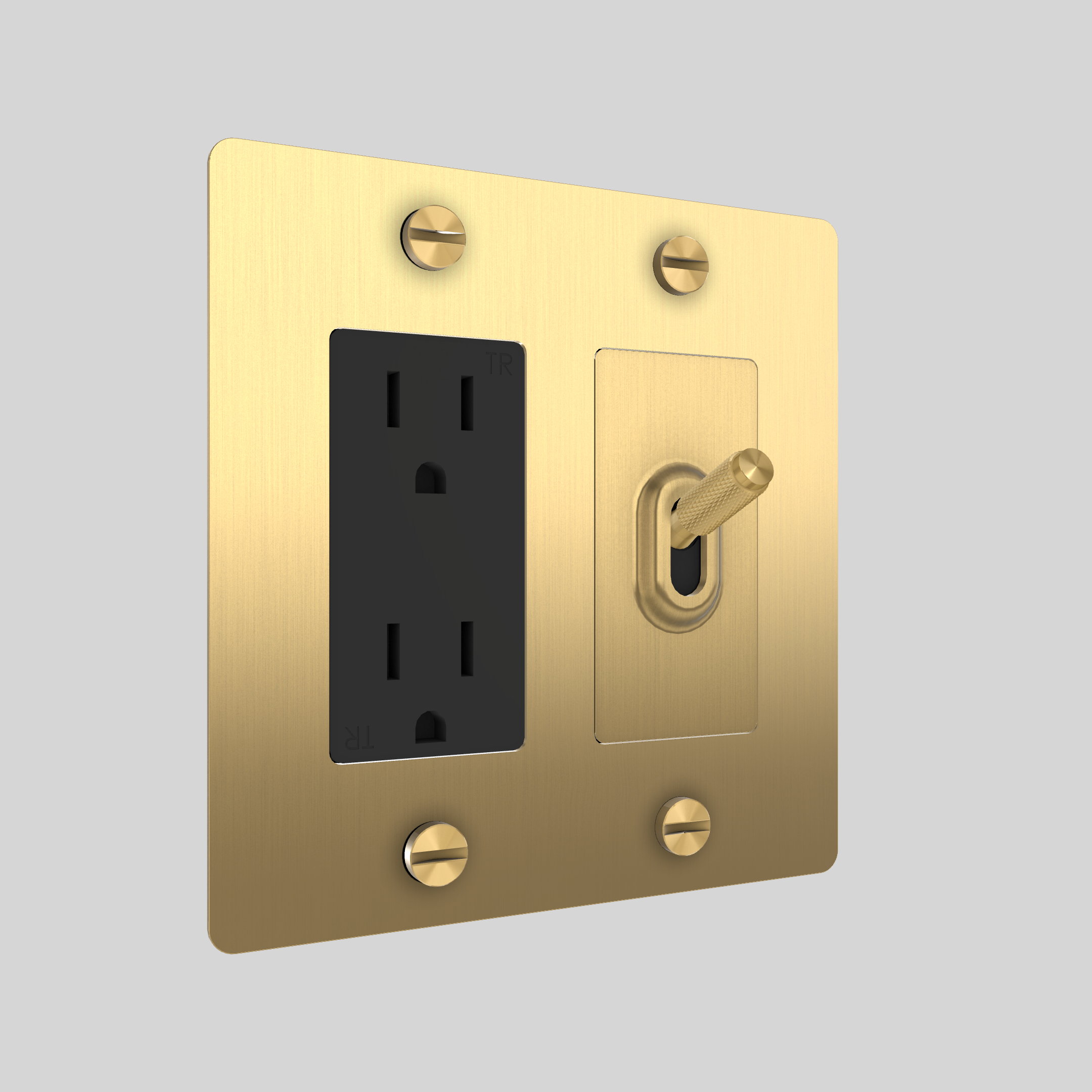 2G TOGGLE & DUPLEX OUTLET / CROSS / WITHOUT LOGO / BRASS / BRASS