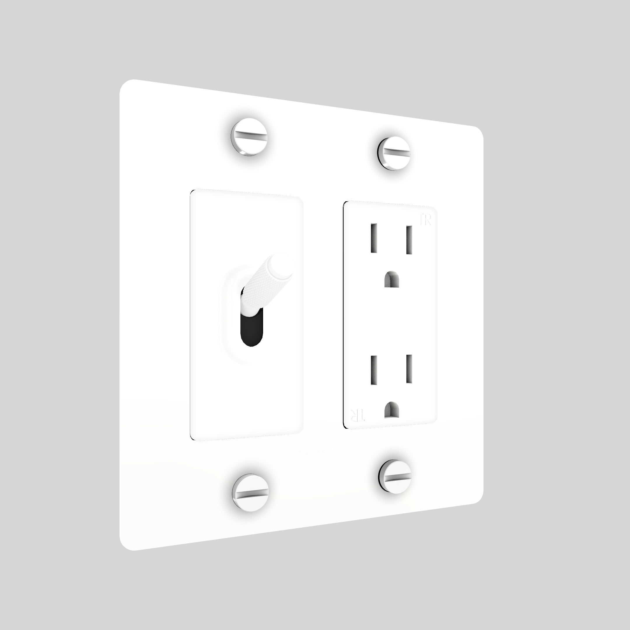 2G TOGGLE & DUPLEX OUTLET / CROSS / WITHOUT LOGO / WHITE / WHITE