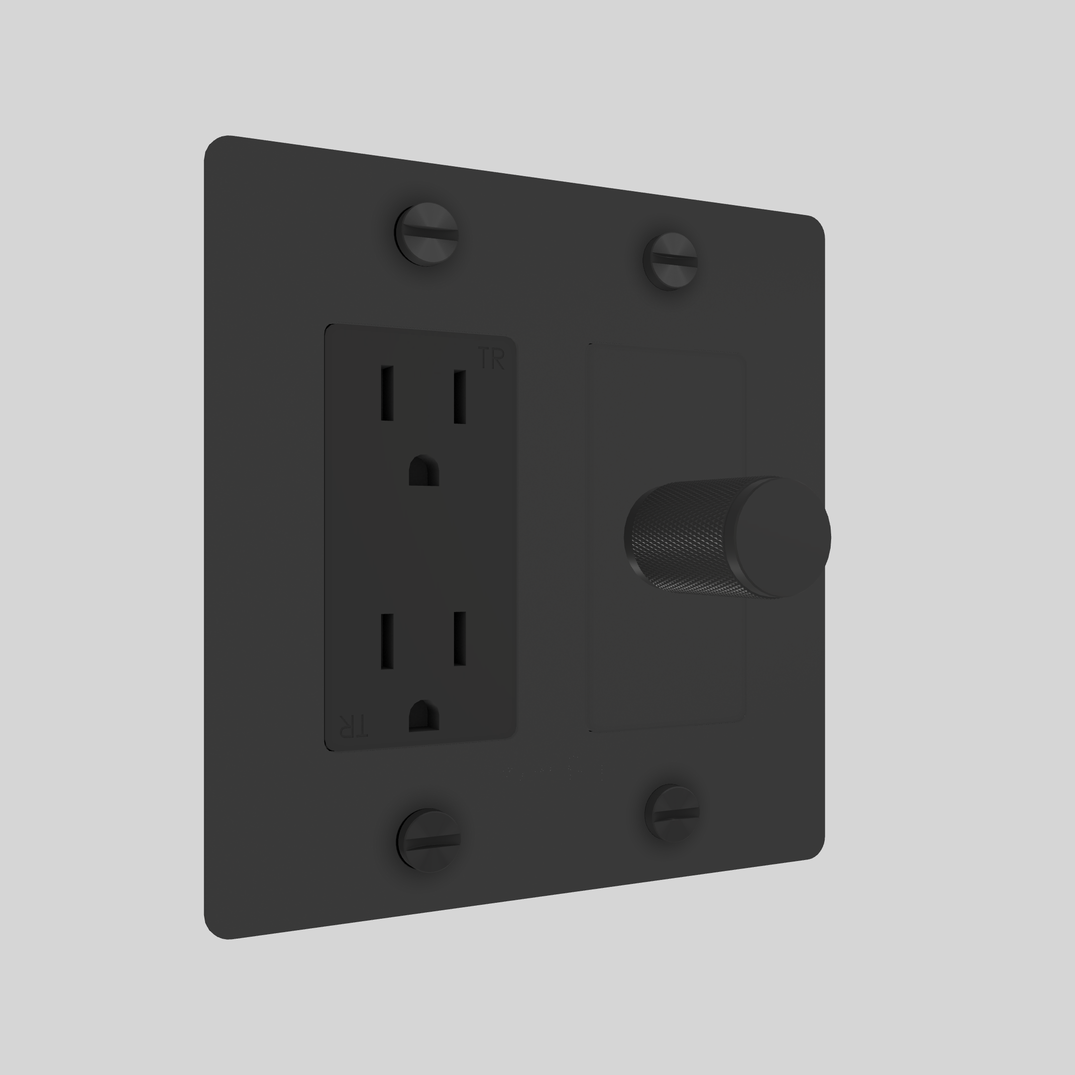 2G DIMMER & DUPLEX OUTLET / CROSS / WITHOUT LOGO / BLACK / BLACK