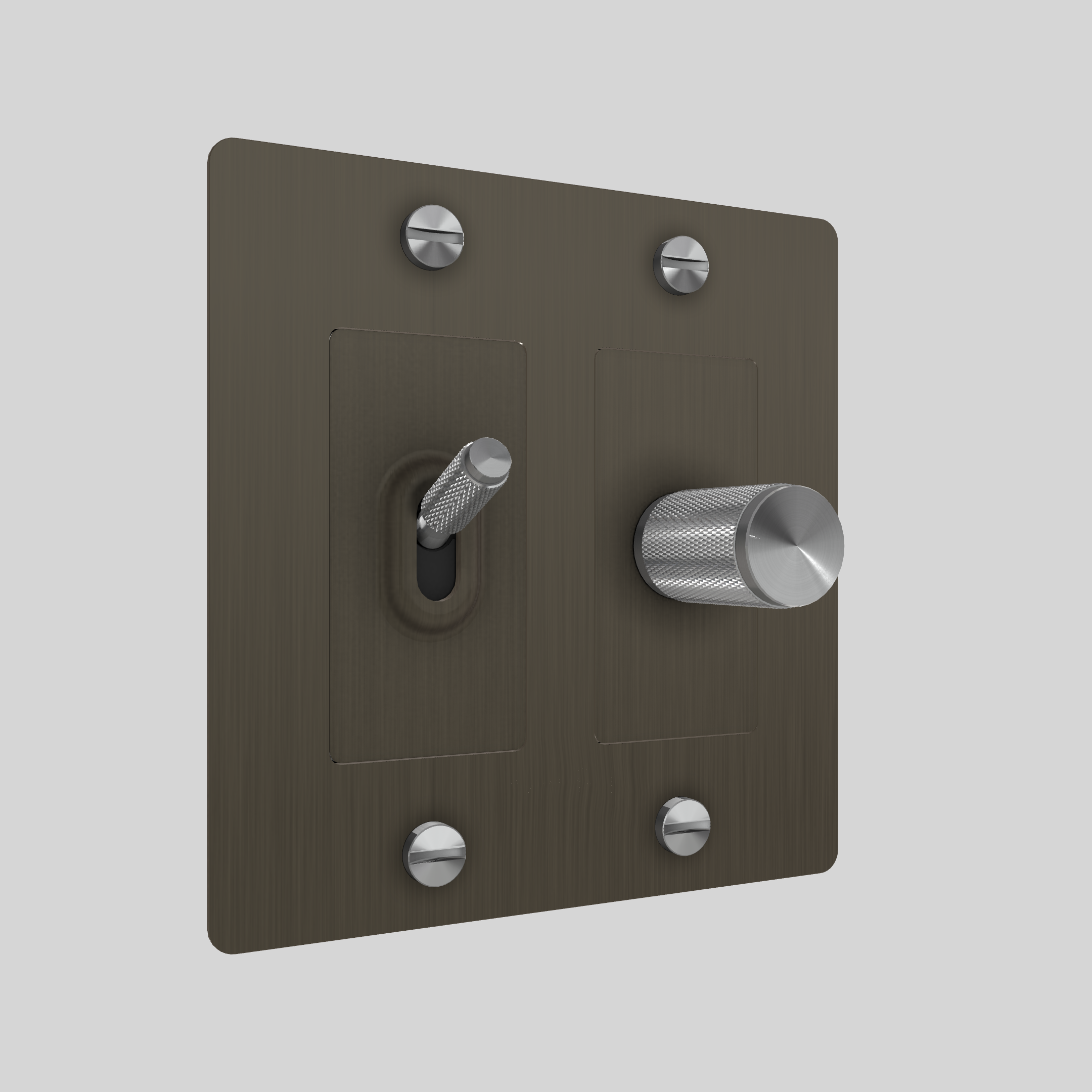 2G TOGGLE & DIMMER / CROSS / WITHOUT LOGO / SMOKED BRONZE / STEEL