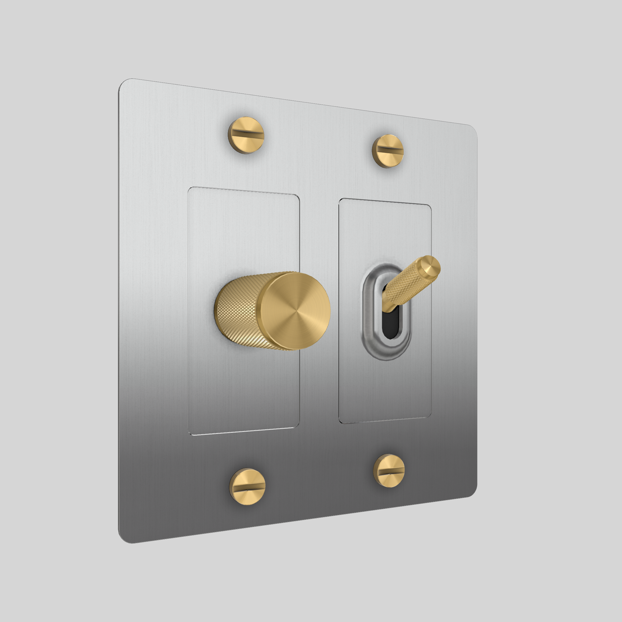 2G TOGGLE & DIMMER / CROSS / WITHOUT LOGO / STEEL / BRASS