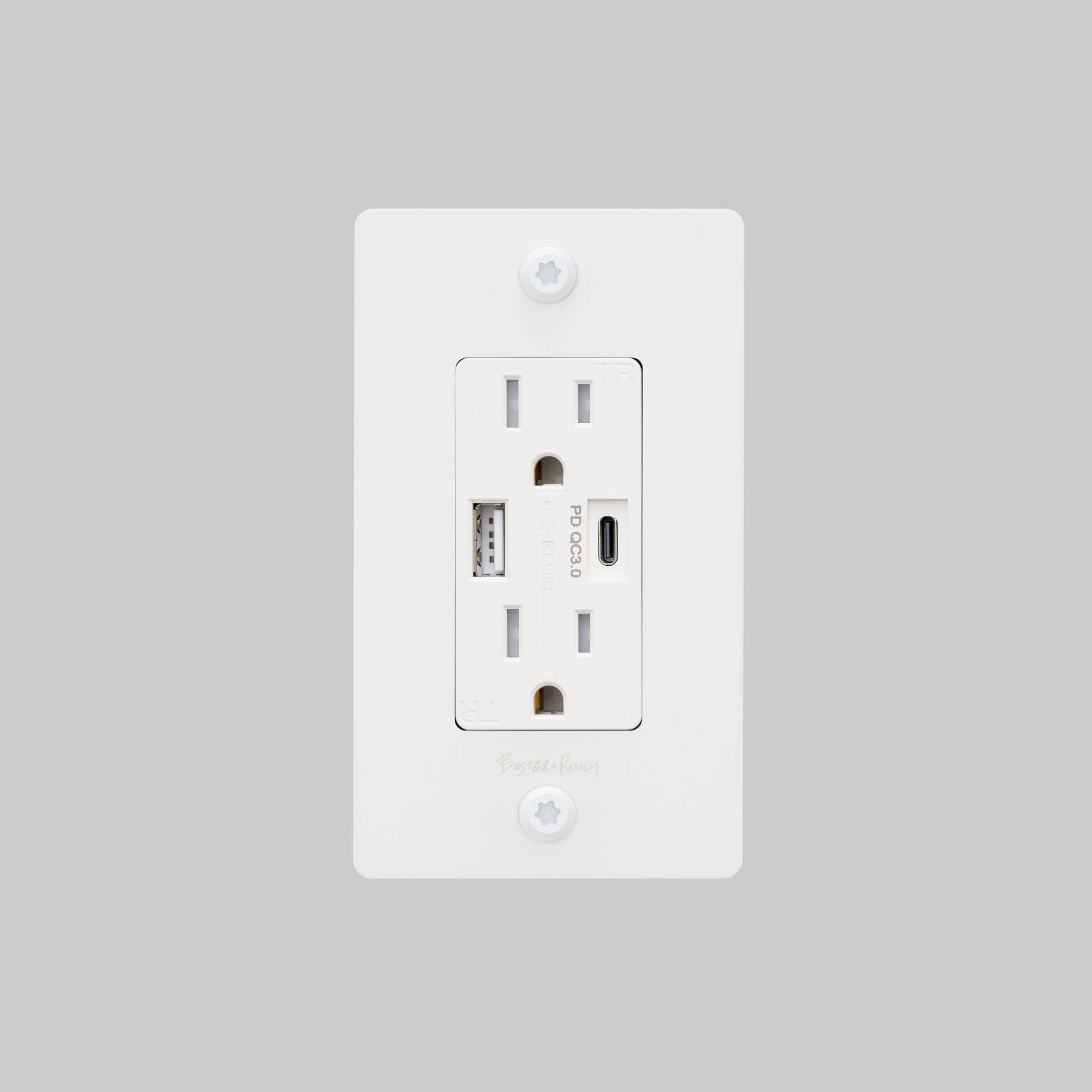 1G DUPLEX OUTLET / USB A + C / LINEAR / WITH LOGO