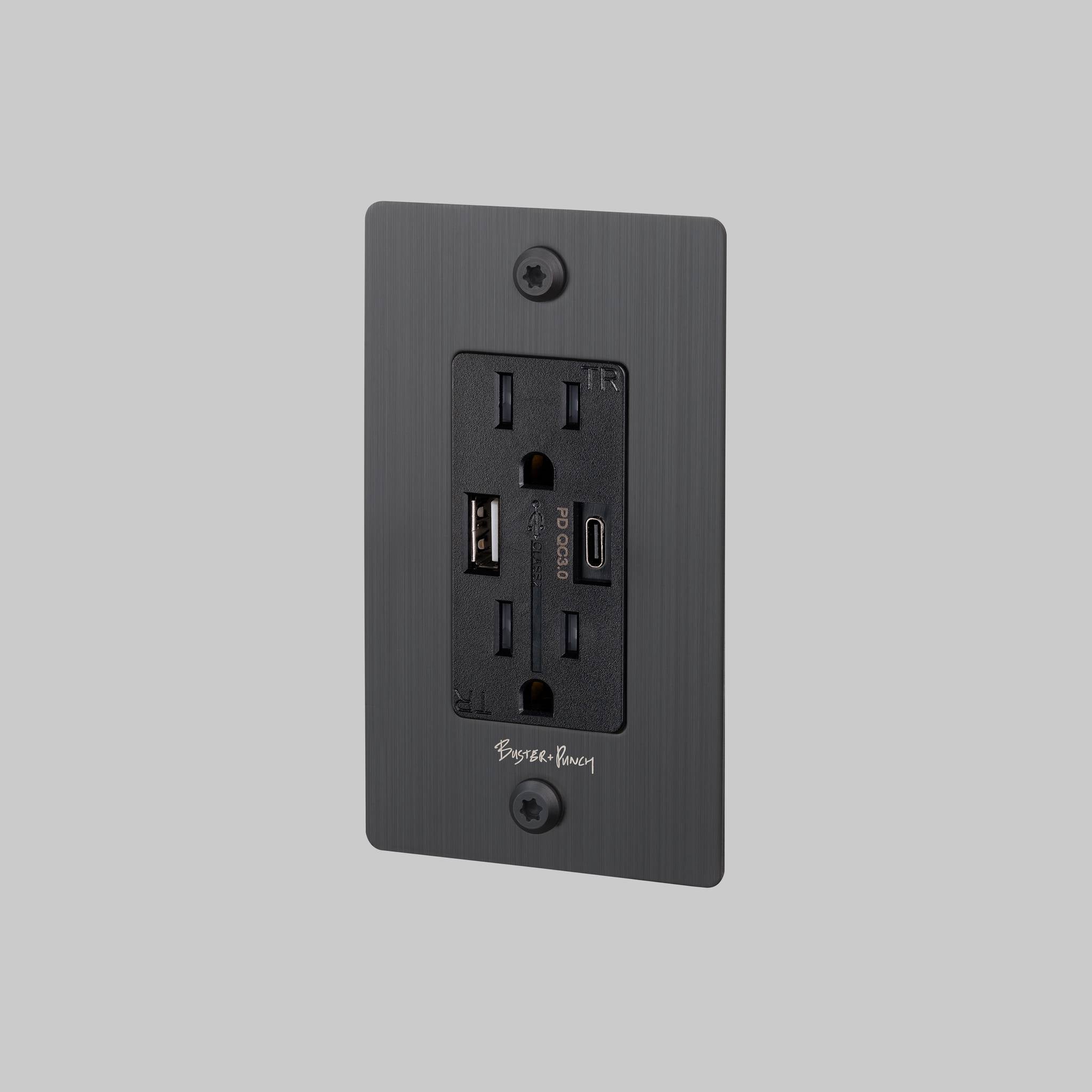 1G DUPLEX OUTLET / USB A + C / LINEAR / WITH LOGO