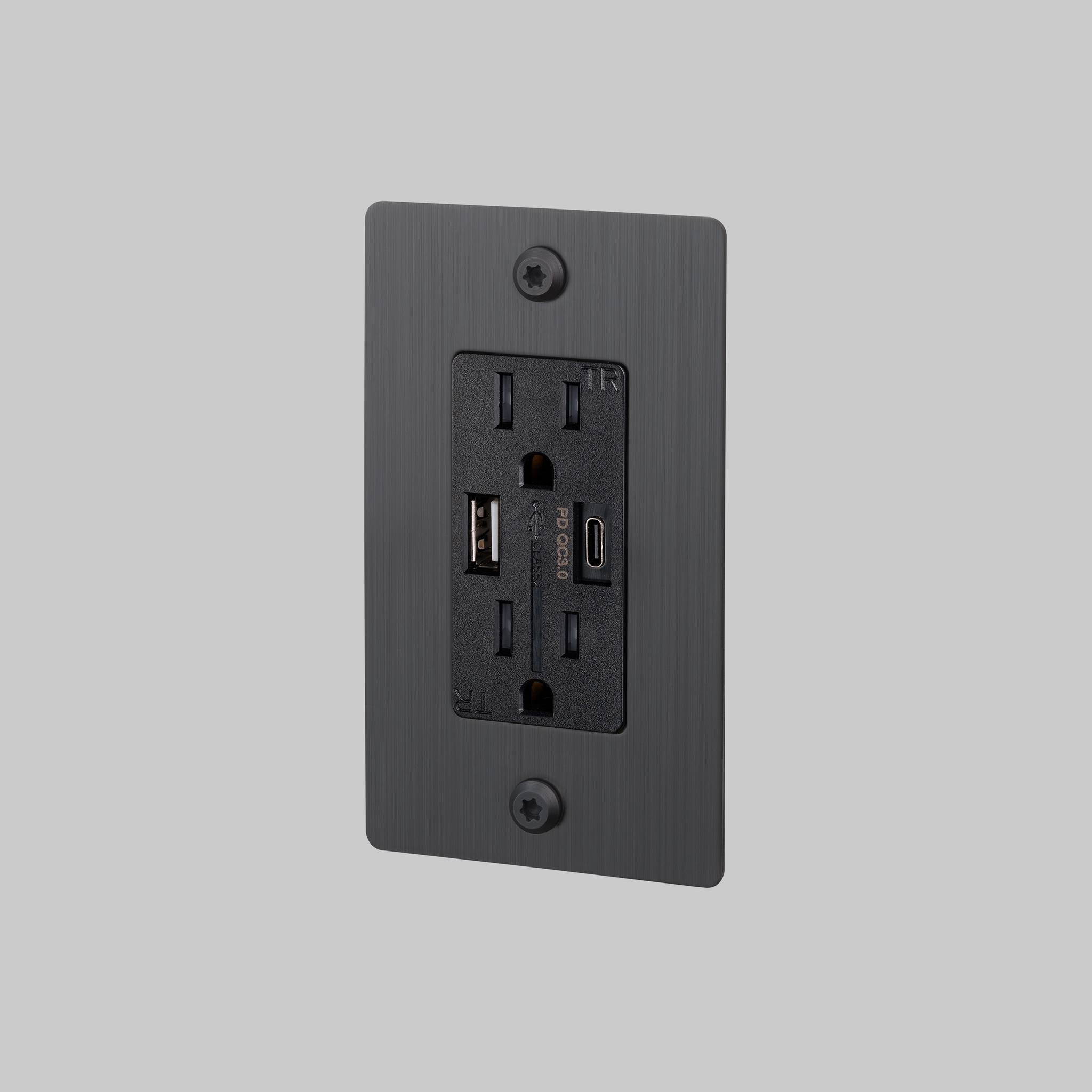1G DUPLEX OUTLET / USB A + C / LINEAR / WITHOUT LOGO