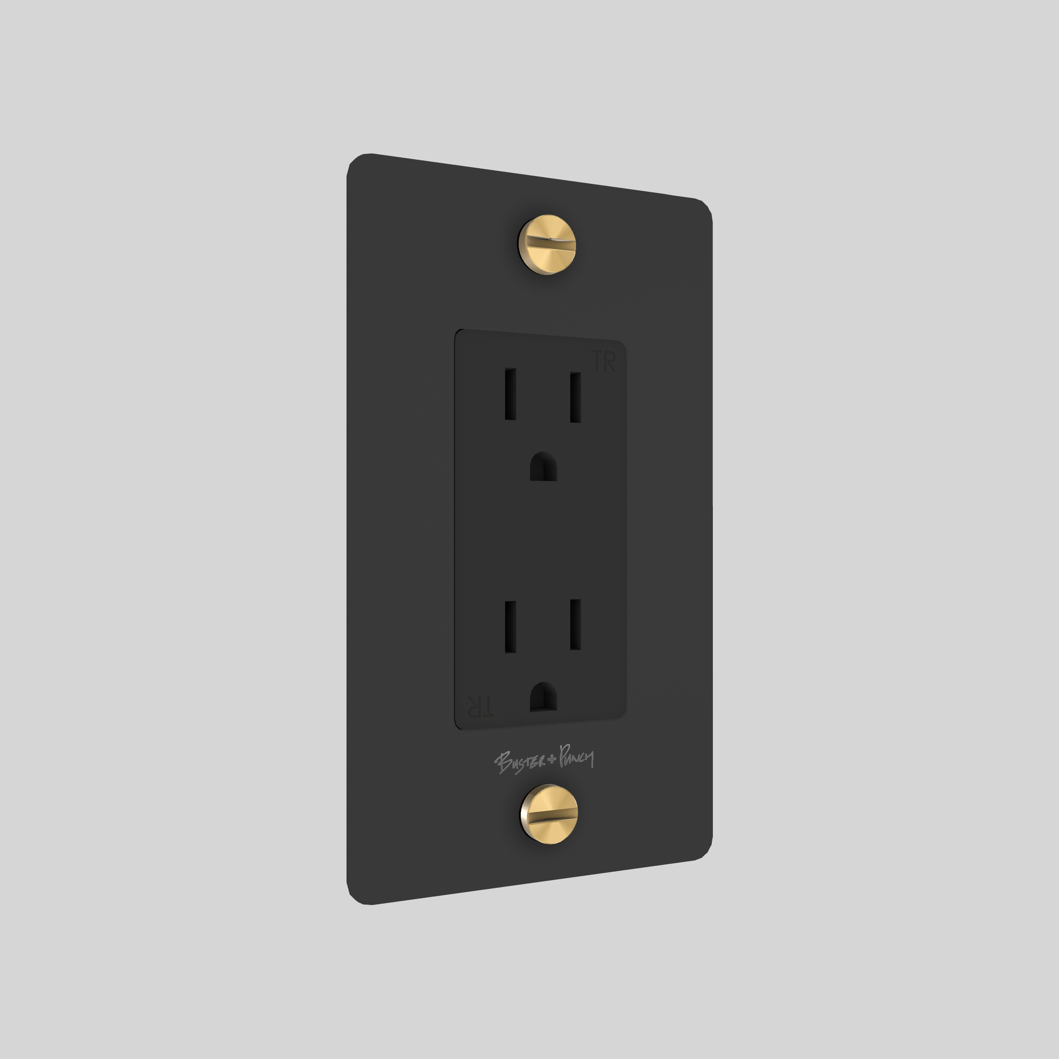 1G DUPLEX OUTLET / CROSS / WITH LOGO / BLACK / BRASS