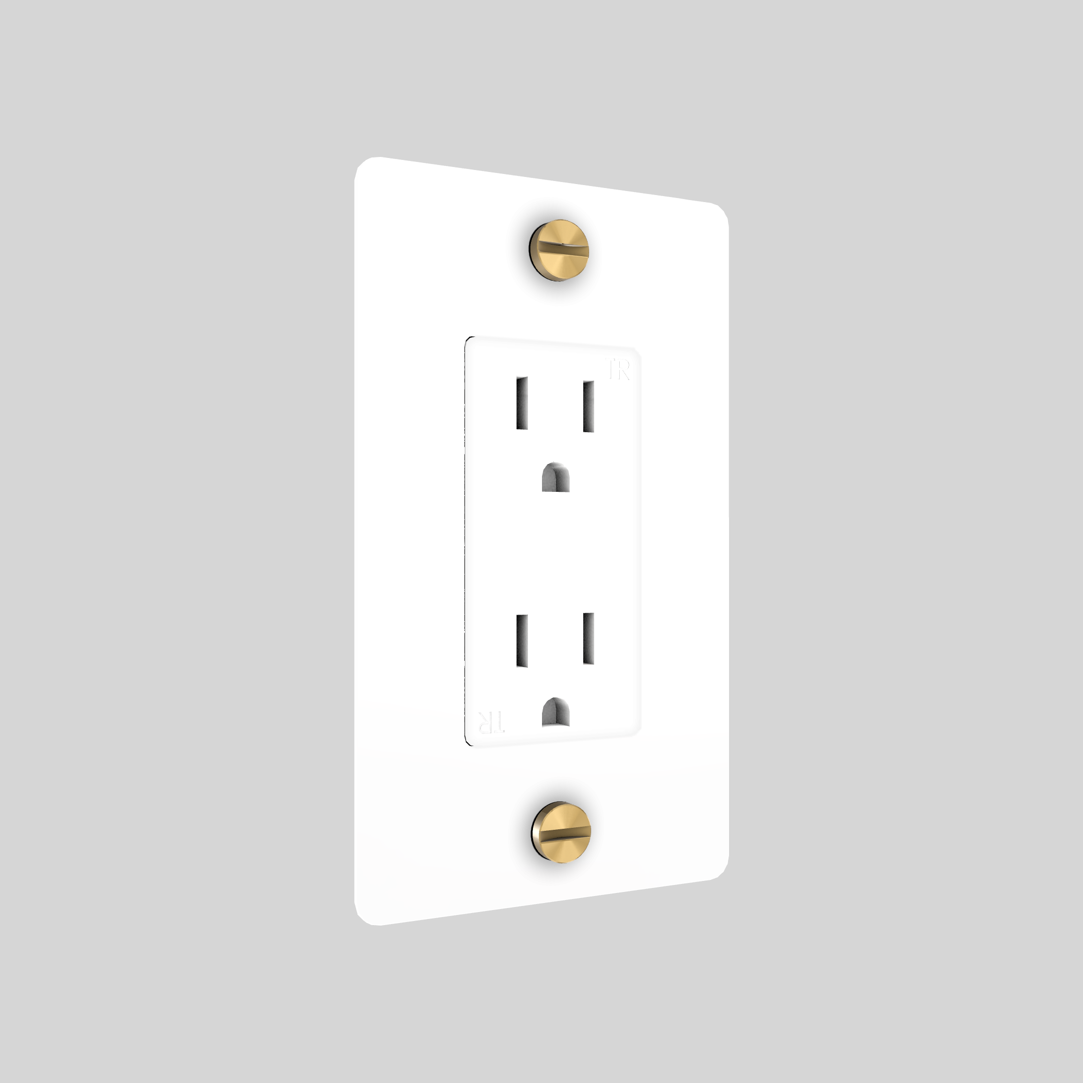 1G DUPLEX OUTLET / CROSS / WITHOUT LOGO / WHITE / BRASS