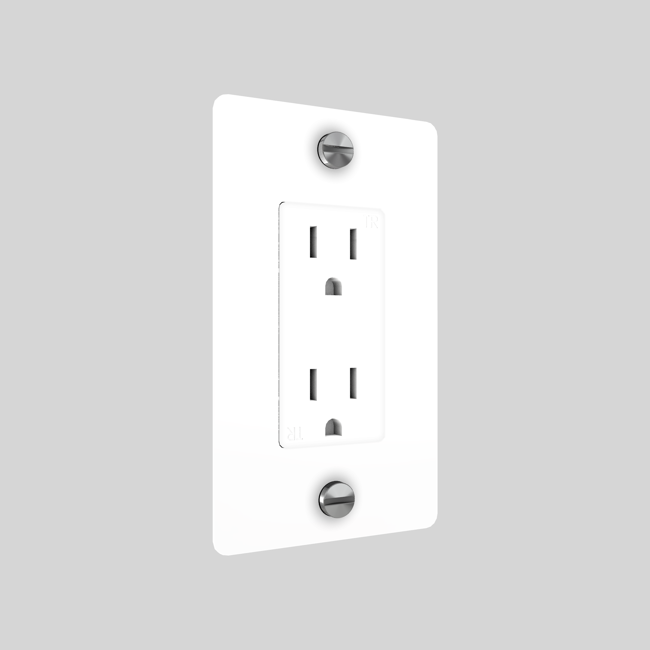 1G DUPLEX OUTLET / CROSS / WITHOUT LOGO / WHITE / STEEL