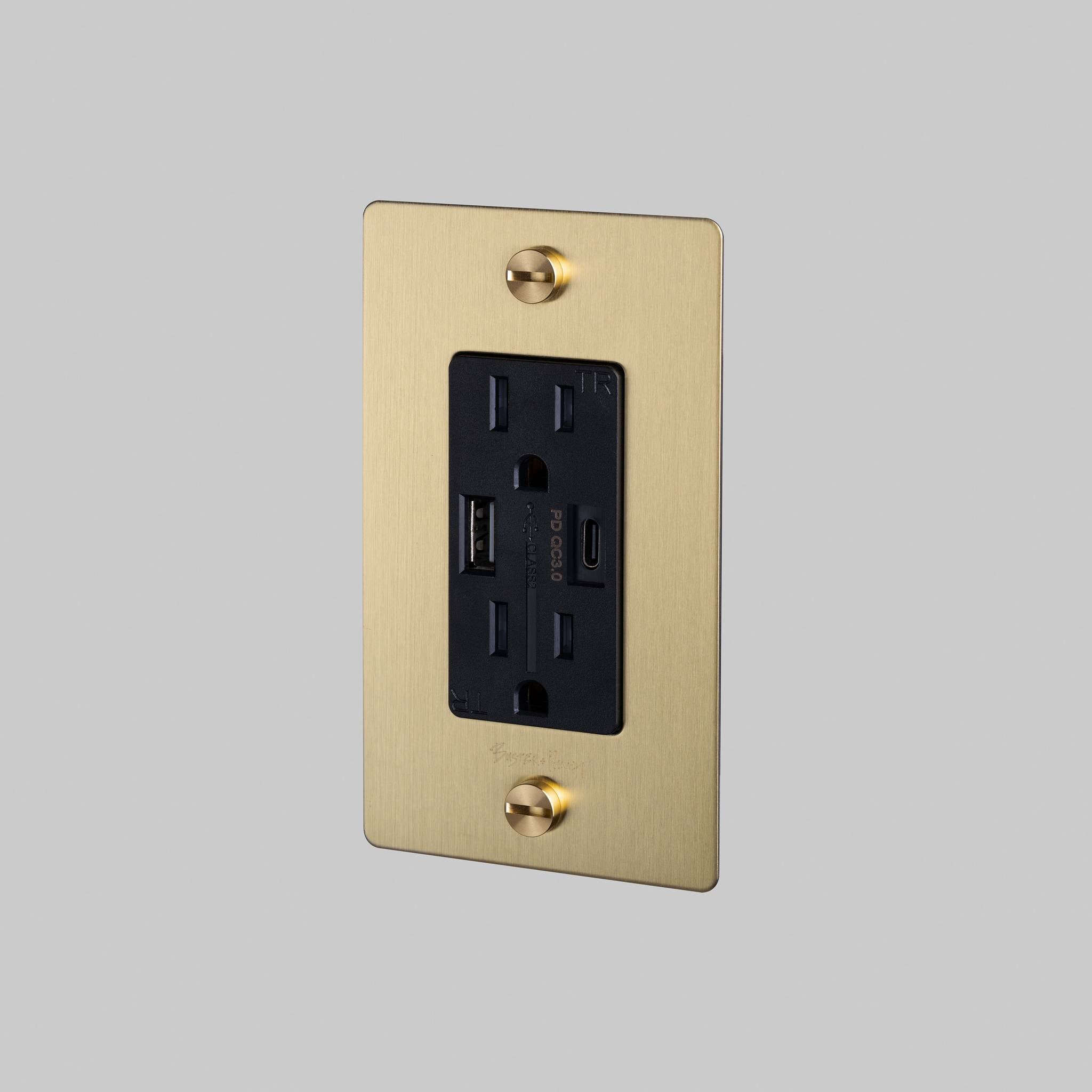 1G DUPLEX OUTLET / USB A + C / CROSS / WITH LOGO